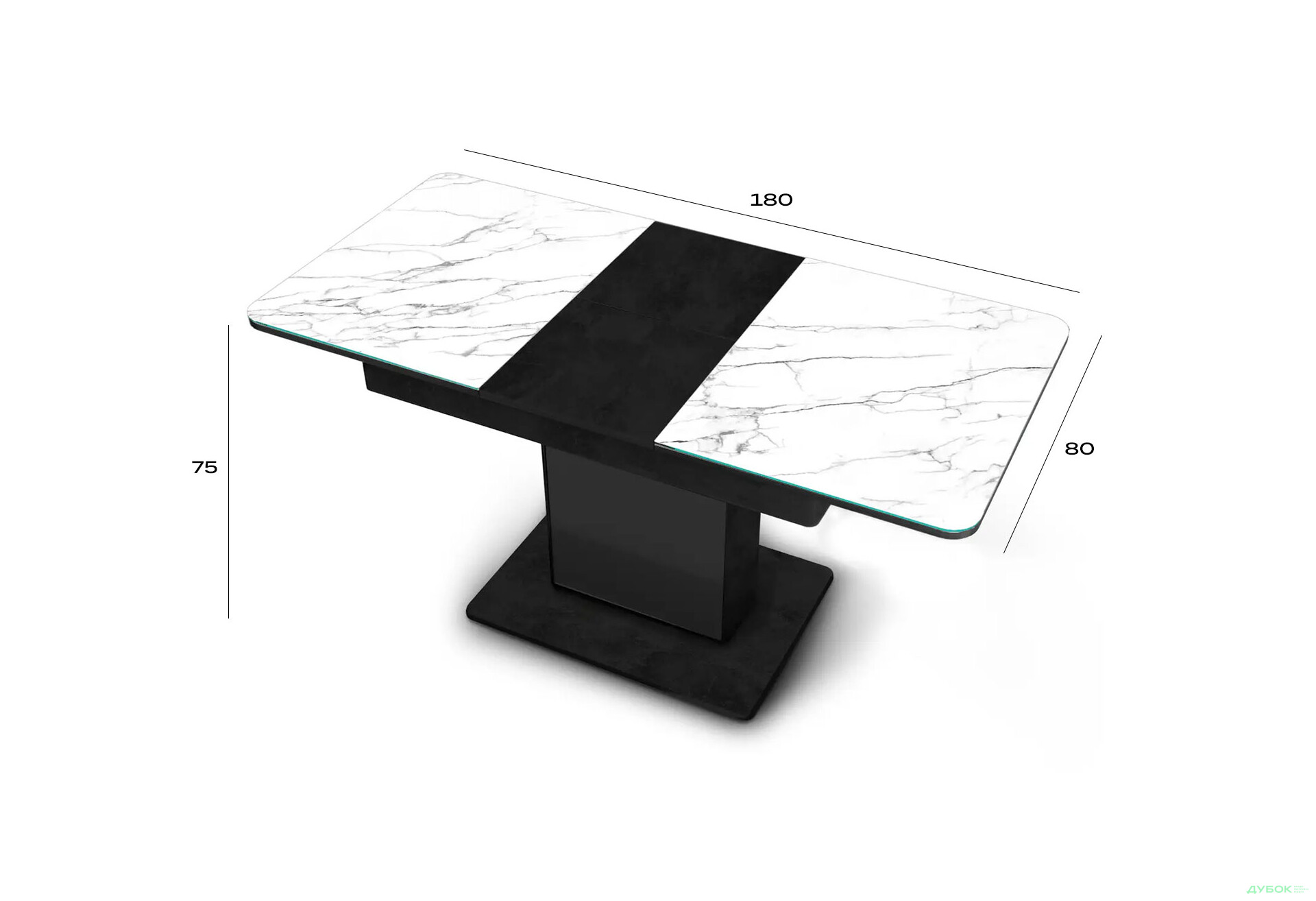 Стіл кухонний Jam Бостон Т розкладний, 140 / 180 см, бетон чорний / діамант - Зображення 7 Зображення 7 - Стіл кухонний Jam Бостон Т розкладний, 140 / 180 см, бетон чорний / діамант
