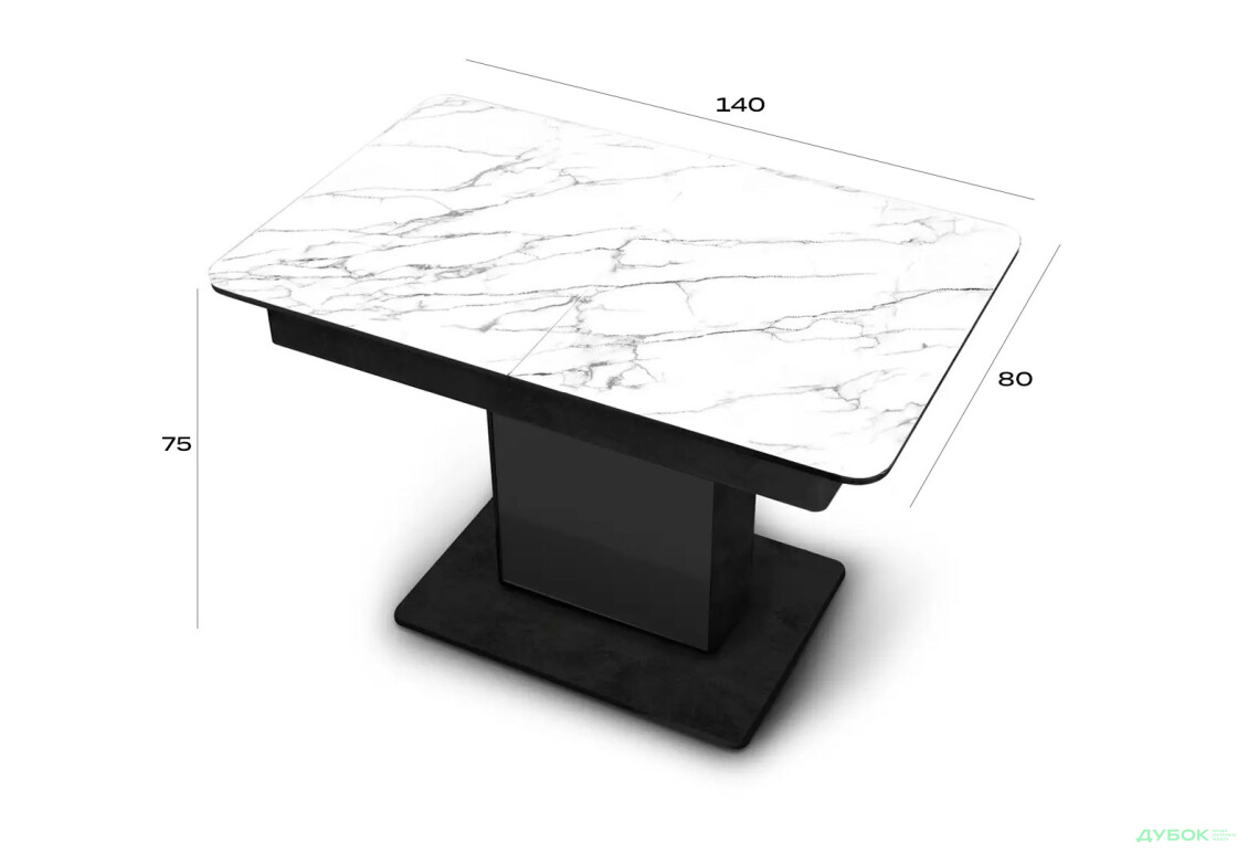 Стіл кухонний Jam Бостон Т розкладний, 140 / 180 см, бетон чорний / діамант - Зображення 6 Зображення 6 - Стіл кухонний Jam Бостон Т розкладний, 140 / 180 см, бетон чорний / діамант