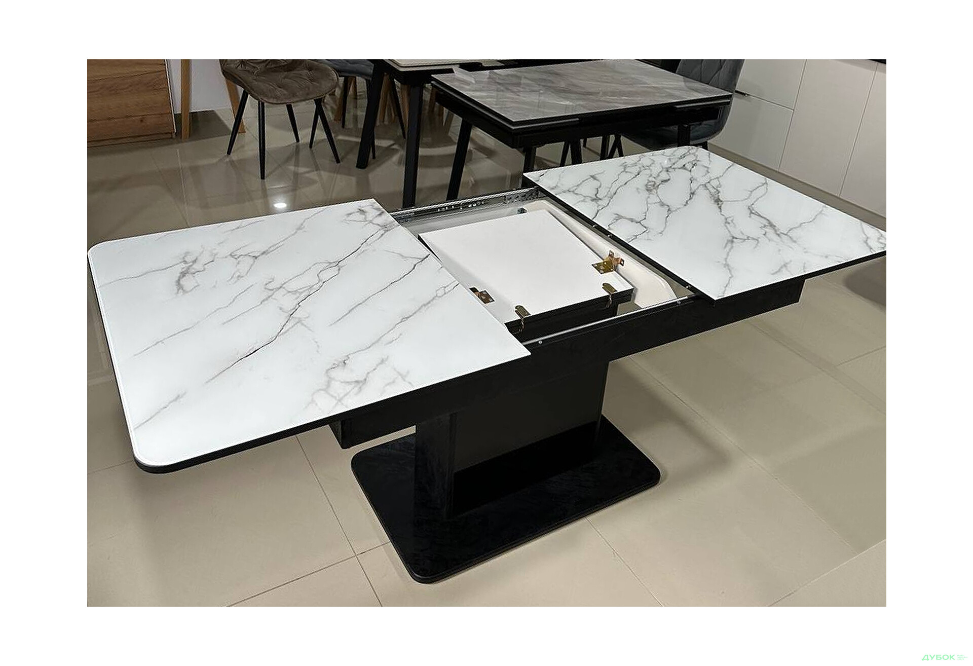 Стіл кухонний Jam Бостон Т розкладний, 140 / 180 см, бетон чорний / діамант - Зображення 9 Зображення 9 - Стіл кухонний Jam Бостон Т розкладний, 140 / 180 см, бетон чорний / діамант