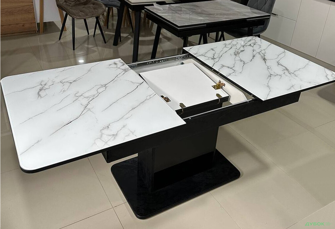 Стіл кухонний Jam Бостон Т розкладний, 140 / 180 см, бетон чорний / діамант - Зображення 9 Зображення 9 - Стіл кухонний Jam Бостон Т розкладний, 140 / 180 см, бетон чорний / діамант