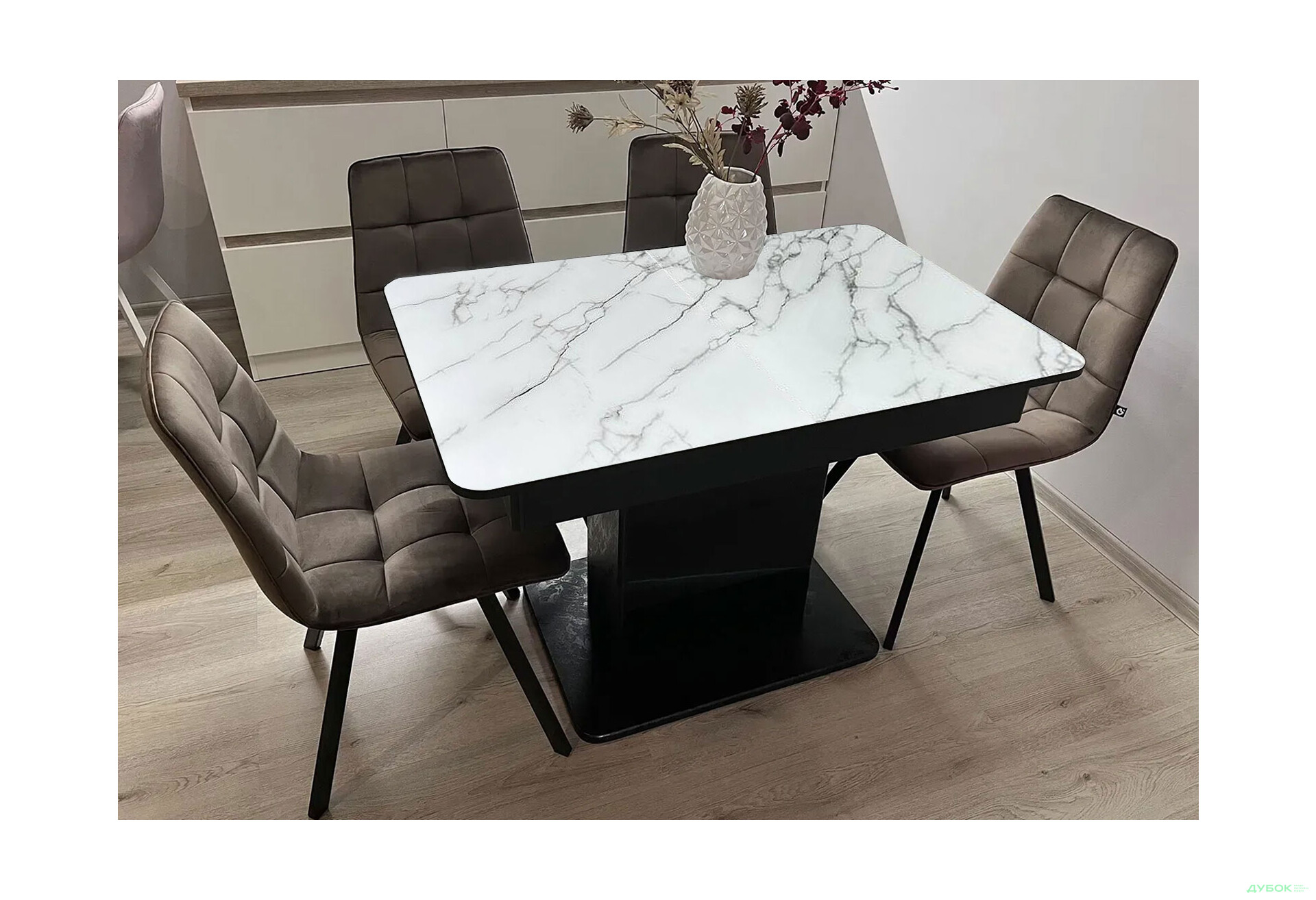 Стіл кухонний Jam Бостон Т розкладний, 140 / 180 см, бетон чорний / діамант - Зображення 2 Зображення 2 - Стіл кухонний Jam Бостон Т розкладний, 140 / 180 см, бетон чорний / діамант