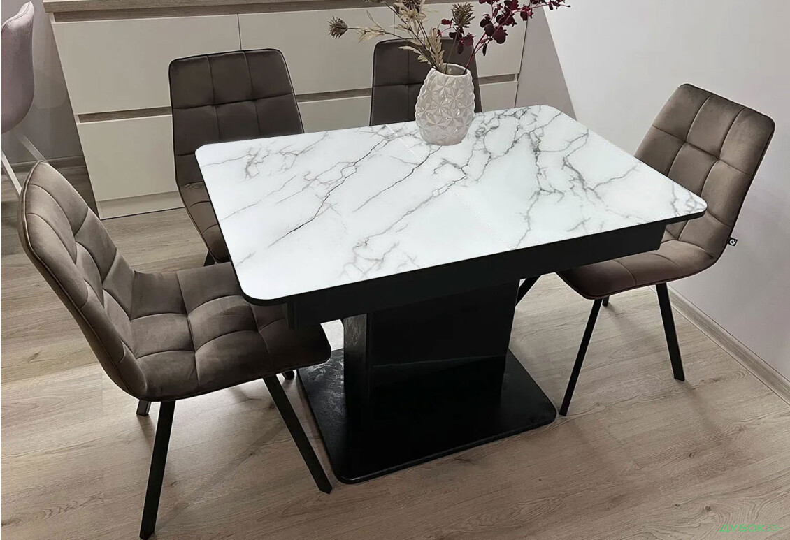 Стіл кухонний Jam Бостон Т розкладний, 140 / 180 см, бетон чорний / діамант - Зображення 2 Зображення 2 - Стіл кухонний Jam Бостон Т розкладний, 140 / 180 см, бетон чорний / діамант