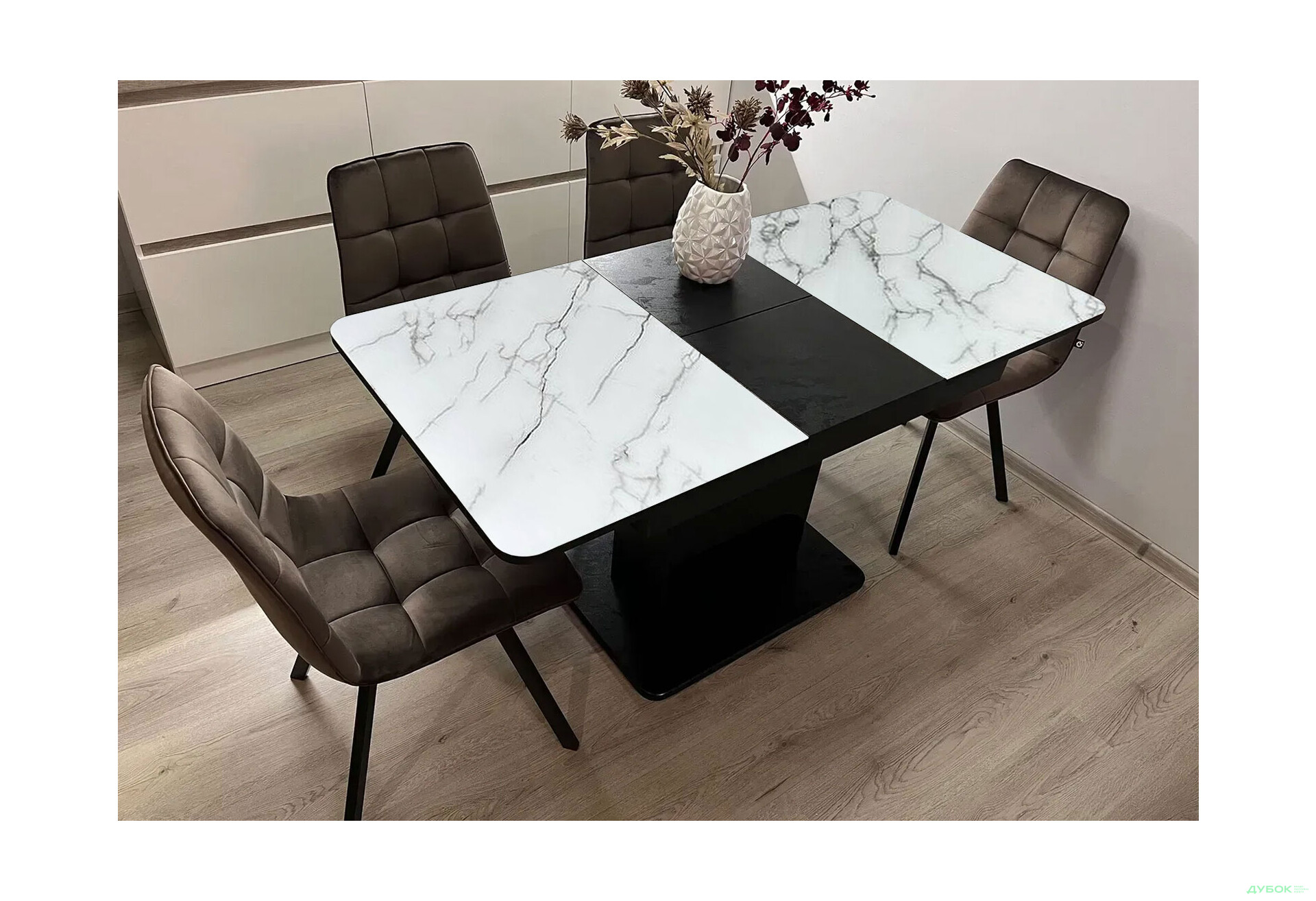 Стіл кухонний Jam Бостон Т розкладний, 140 / 180 см, бетон чорний / діамант - Зображення 3 Зображення 3 - Стіл кухонний Jam Бостон Т розкладний, 140 / 180 см, бетон чорний / діамант