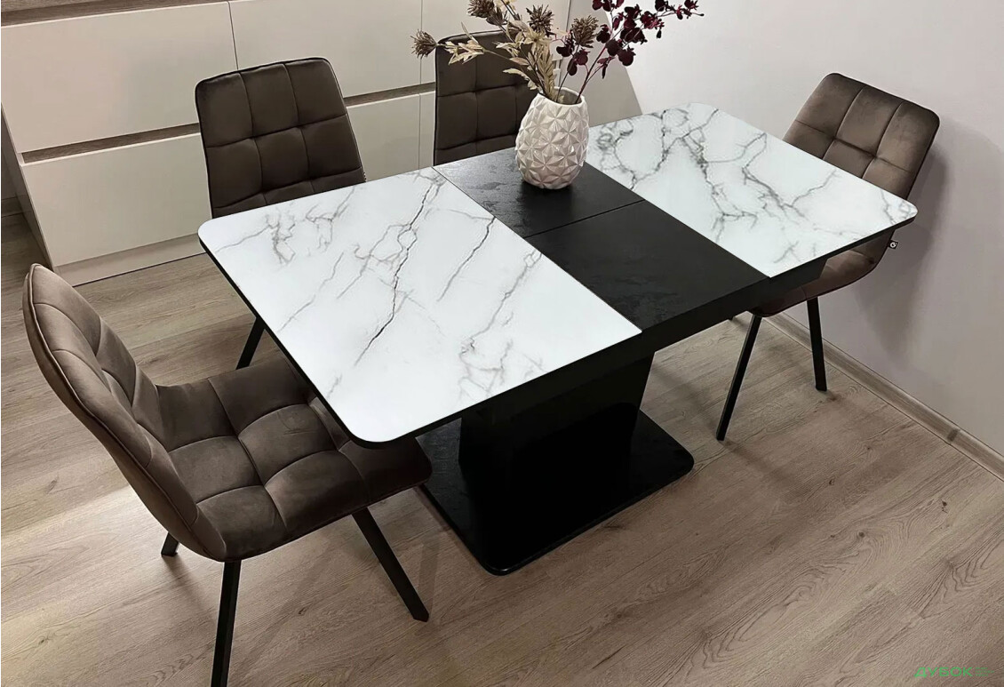 Стіл кухонний Jam Бостон Т розкладний, 140 / 180 см, бетон чорний / діамант - Зображення 3 Зображення 3 - Стіл кухонний Jam Бостон Т розкладний, 140 / 180 см, бетон чорний / діамант