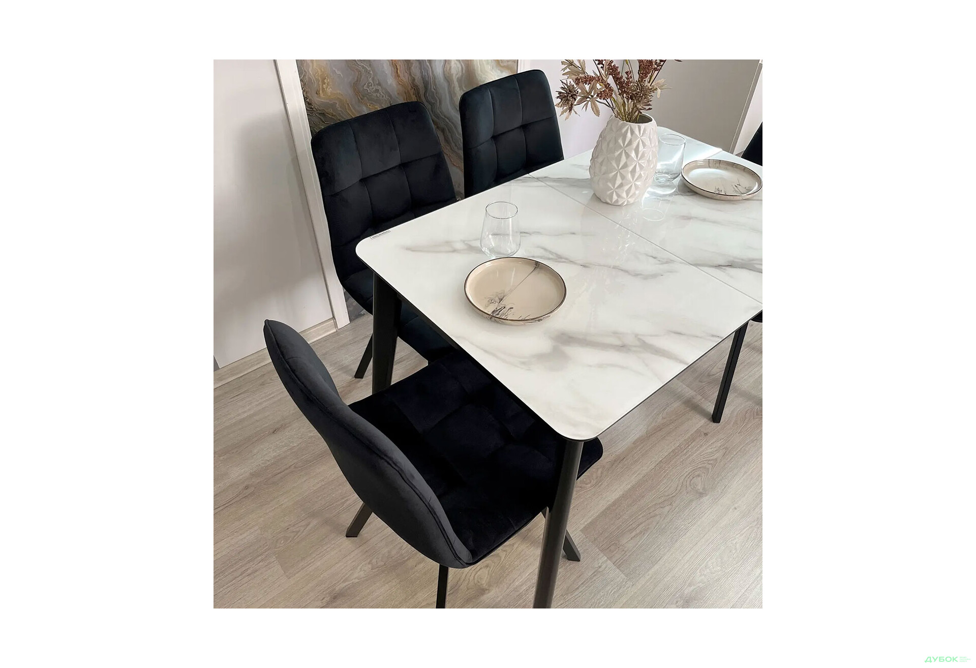 Стіл кухонний Jam Честер розкладний 120 / 160 см, чорний 38М / діамант - Зображення 4 Зображення 4 - Стіл кухонний Jam Честер розкладний 120 / 160 см, чорний 38М / діамант