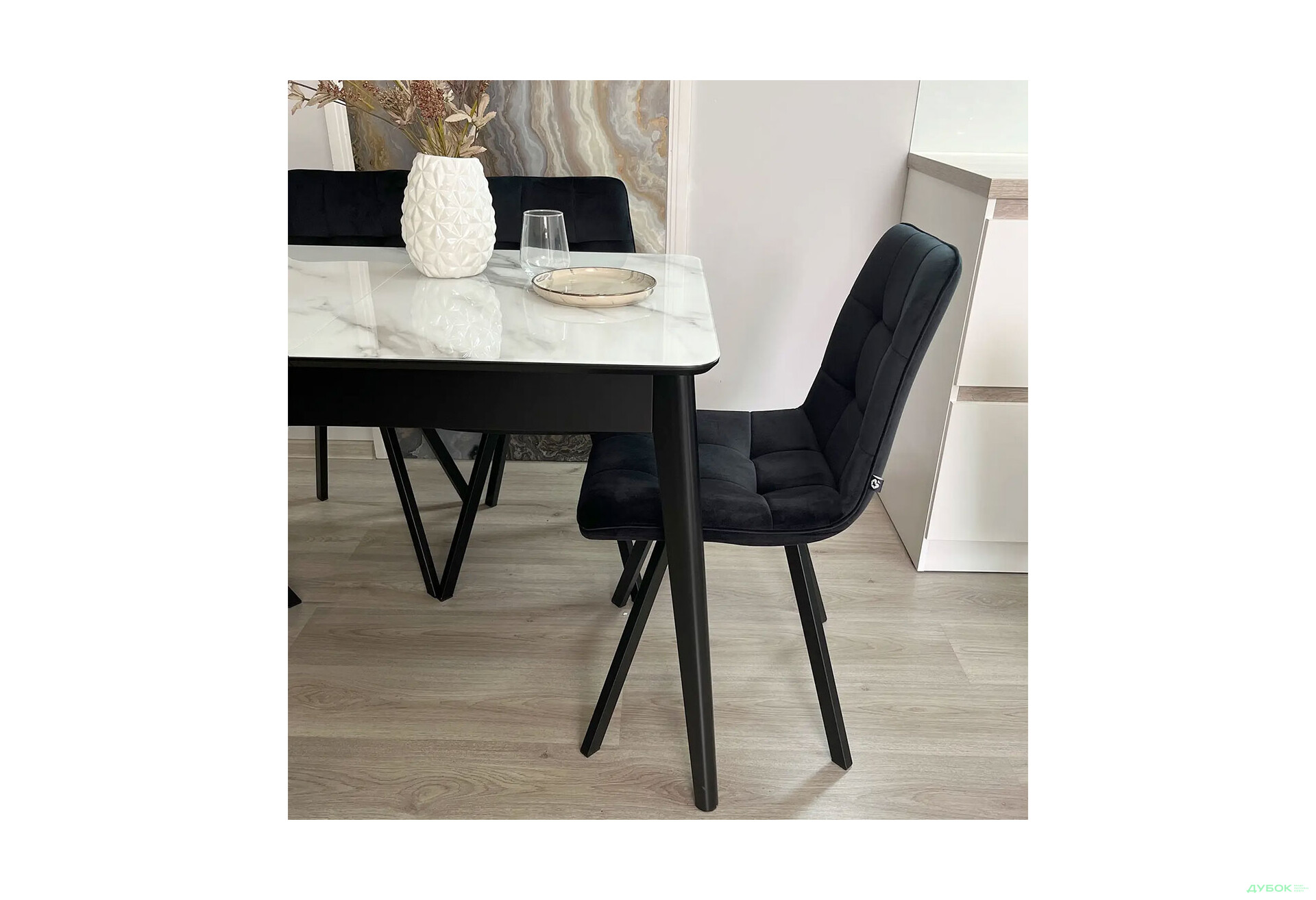 Стіл кухонний Jam Честер розкладний 120 / 160 см, чорний 38М / діамант - Зображення 3 Зображення 3 - Стіл кухонний Jam Честер розкладний 120 / 160 см, чорний 38М / діамант