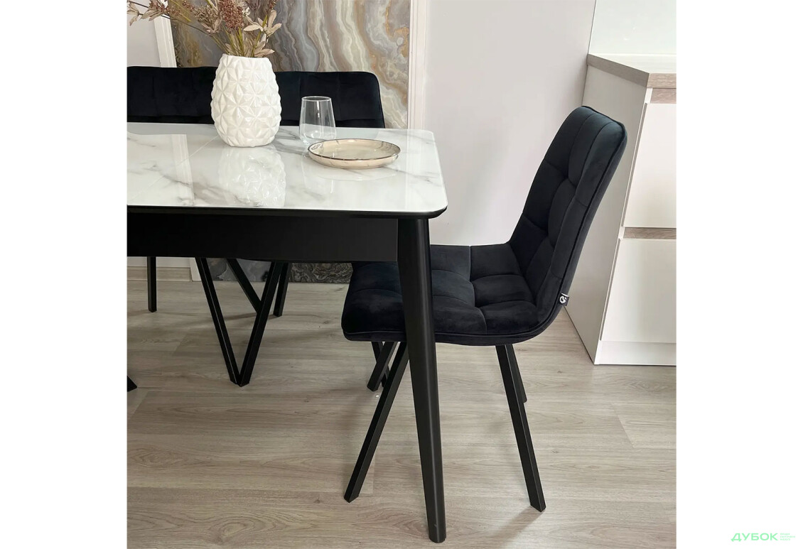 Стіл кухонний Jam Честер розкладний 120 / 160 см, чорний 38М / діамант - Зображення 3 Зображення 3 - Стіл кухонний Jam Честер розкладний 120 / 160 см, чорний 38М / діамант