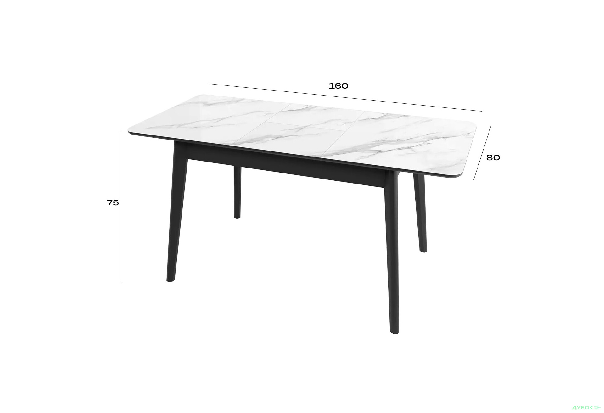 Стіл кухонний Jam Честер розкладний 120 / 160 см, чорний 38М / діамант - Зображення 10 Зображення 10 - Стіл кухонний Jam Честер розкладний 120 / 160 см, чорний 38М / діамант