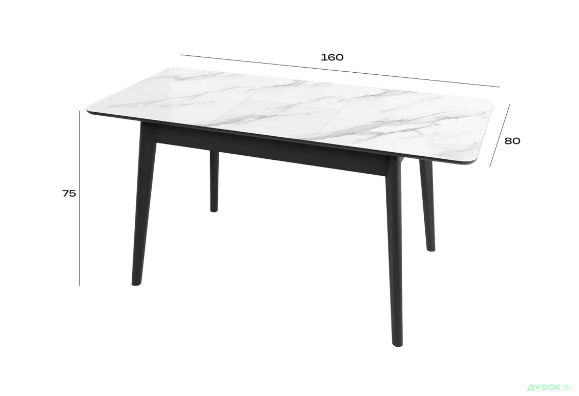 Стіл кухонний Jam Честер розкладний 120 / 160 см, чорний 38М / діамант - Зображення 10 Зображення 10 - Стіл кухонний Jam Честер розкладний 120 / 160 см, чорний 38М / діамант