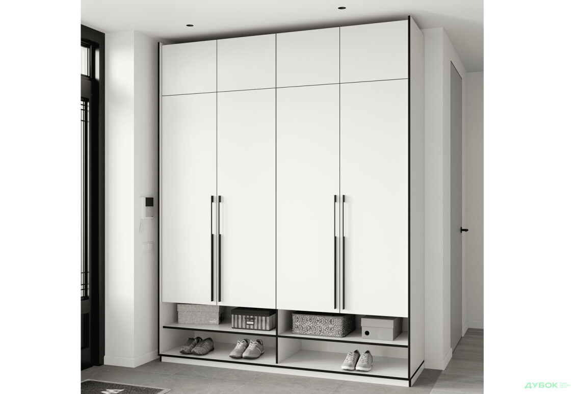 Шафа Moreli Ramo / Рамо R-0008 4-дверна зі штангами, полицями та антресоллю 196,8 см, біла - Зображення 2 Зображення 2 - Шафа Moreli Ramo / Рамо R-0008 4-дверна зі штангами, полицями та антресоллю 196,8 см, біла