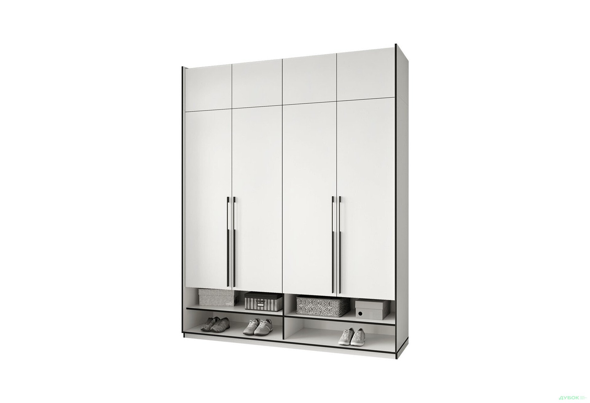 Шафа Moreli Ramo / Рамо R-0008 4-дверна зі штангами, полицями та антресоллю 196,8 см, біла - Зображення 1 Зображення 1 - Шафа Moreli Ramo / Рамо R-0008 4-дверна зі штангами, полицями та антресоллю 196,8 см, біла