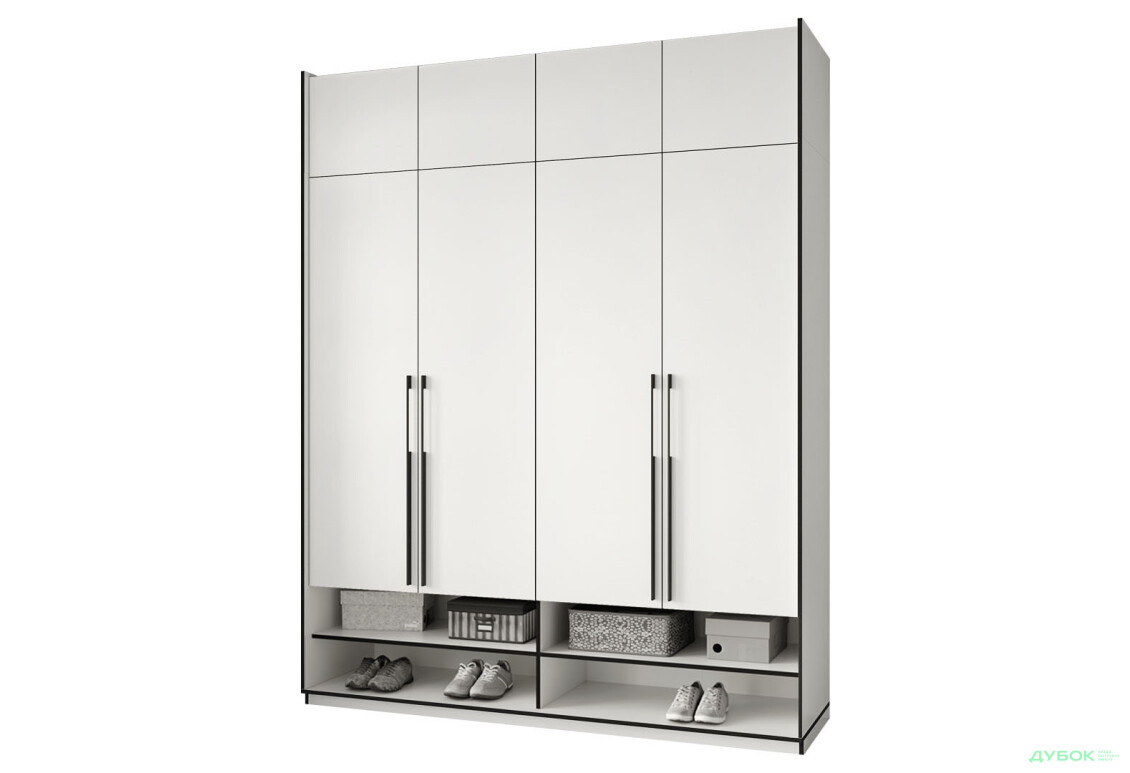 Шафа Moreli Ramo / Рамо R-0008 4-дверна зі штангами, полицями та антресоллю 196,8 см, біла - Зображення 1 Зображення 1 - Шафа Moreli Ramo / Рамо R-0008 4-дверна зі штангами, полицями та антресоллю 196,8 см, біла