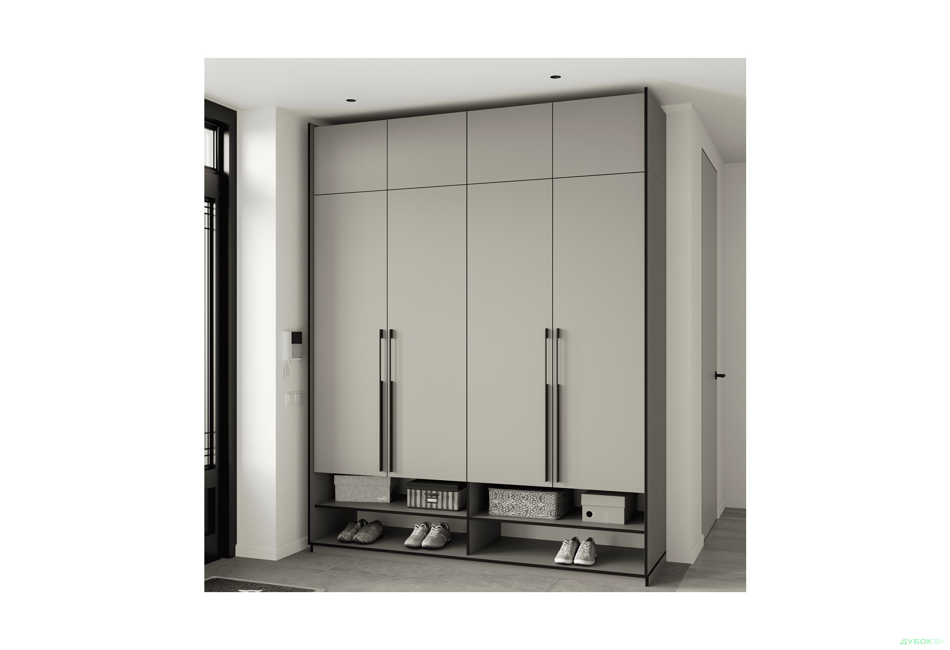 Шкаф Moreli Ramo / Рамо R-0008 4-дверный со штангами, полками и антресолью 196,8 см, кашемир - Изображение 2 Изображение 2 - Шкаф Moreli Ramo / Рамо R-0008 4-дверный со штангами, полками и антресолью 196,8 см, кашемир
