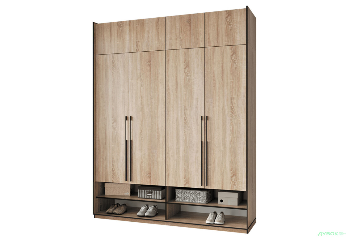 Шафа Moreli Ramo / Рамо R-0008 4-дверна зі штангами, полицями та антресоллю 196,8 см, дуб сонома - Зображення 1 Зображення 1 - Шафа Moreli Ramo / Рамо R-0008 4-дверна зі штангами, полицями та антресоллю 196,8 см, дуб сонома