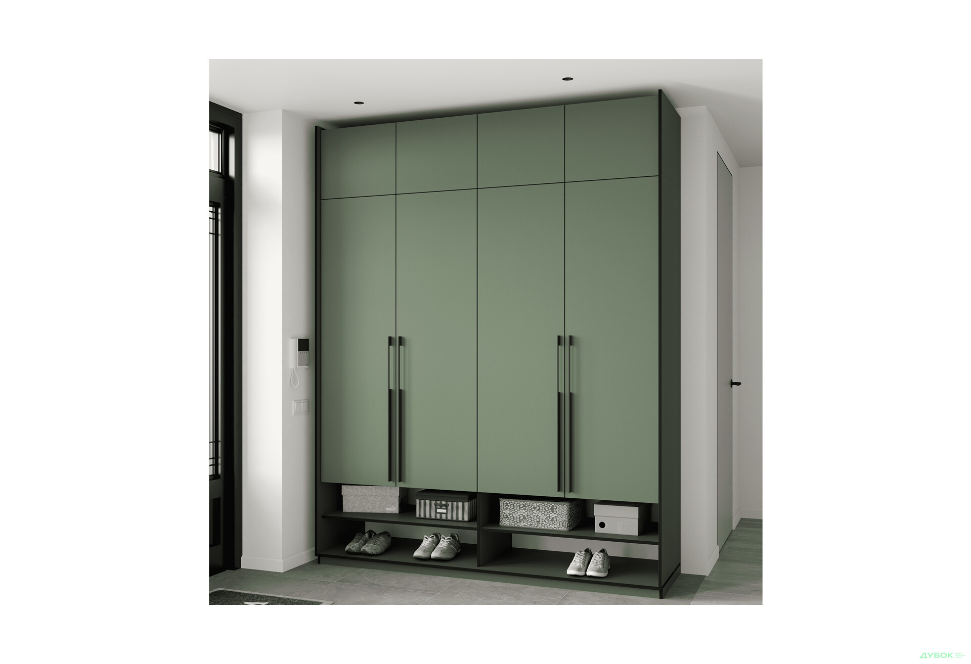 Шафа Moreli Ramo / Рамо R-0008 4-дверна зі штангами, полицями та антресоллю 196,8 см, зелений димчастий - Зображення 2 Зображення 2 - Шафа Moreli Ramo / Рамо R-0008 4-дверна зі штангами, полицями та антресоллю 196,8 см, зелений димчастий