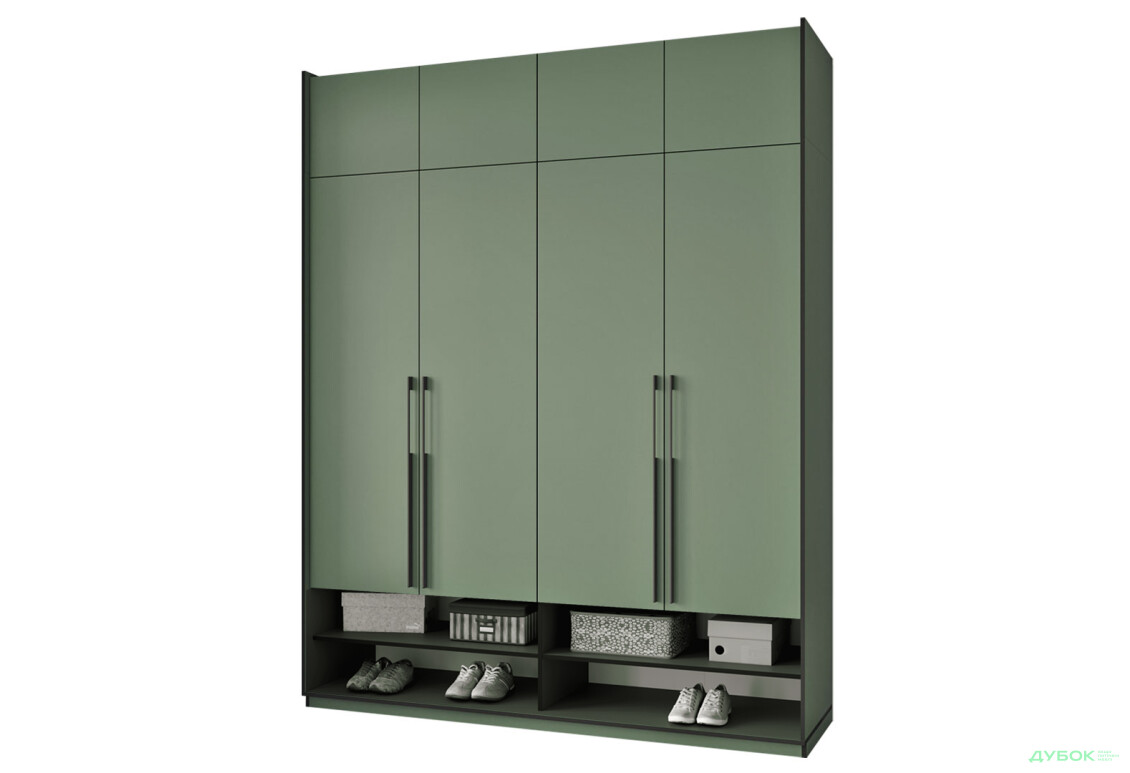 Шафа Moreli Ramo / Рамо R-0008 4-дверна зі штангами, полицями та антресоллю 196,8 см, зелений димчастий - Зображення 1 Зображення 1 - Шафа Moreli Ramo / Рамо R-0008 4-дверна зі штангами, полицями та антресоллю 196,8 см, зелений димчастий