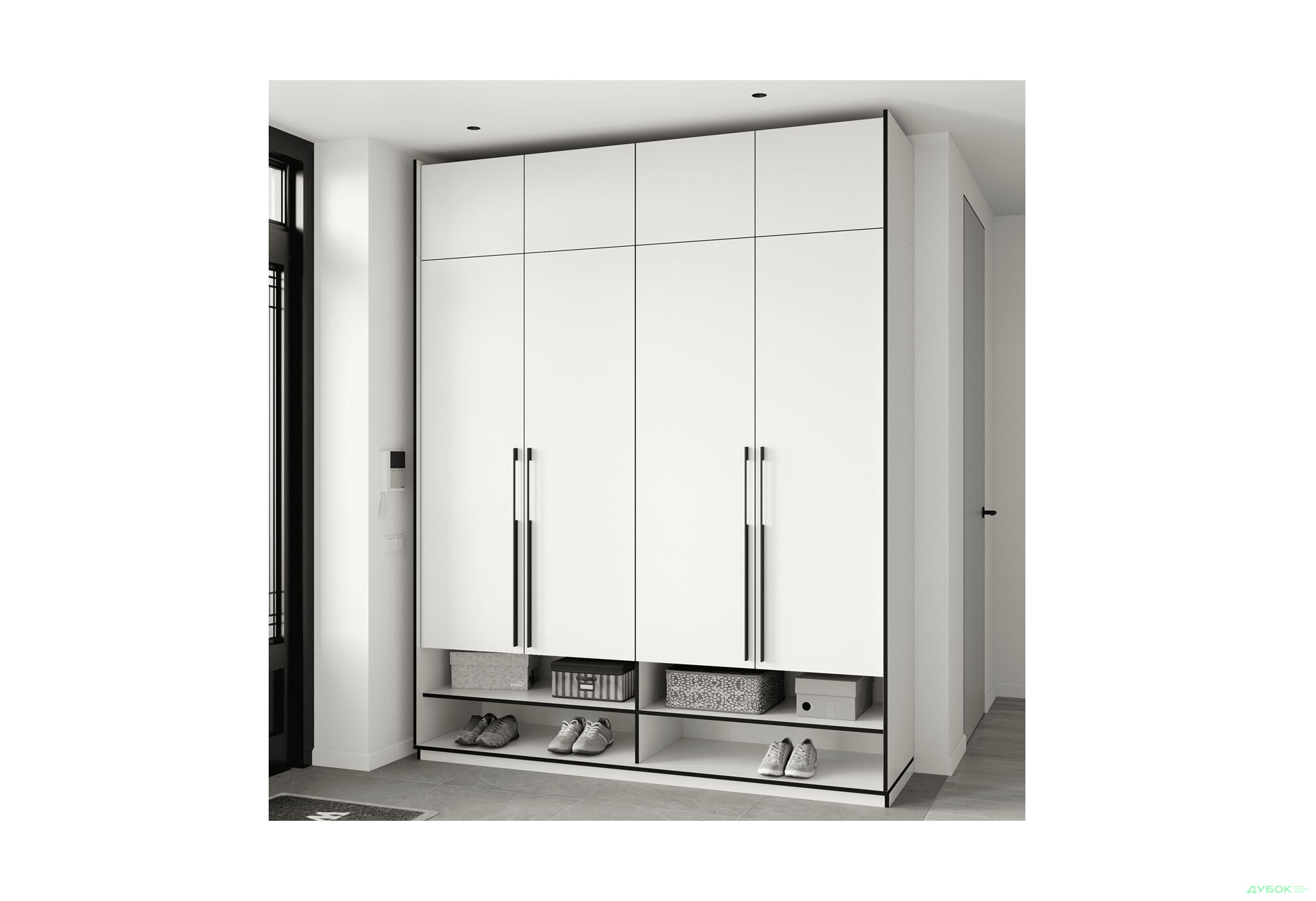 Шкаф Moreli Ramo / Рамо R-0009 4-дверный со штангой слева, полками и антресолью 196,8 см, белый - Изображение 2 Изображение 2 - Шкаф Moreli Ramo / Рамо R-0009 4-дверный со штангой слева, полками и антресолью 196,8 см, белый