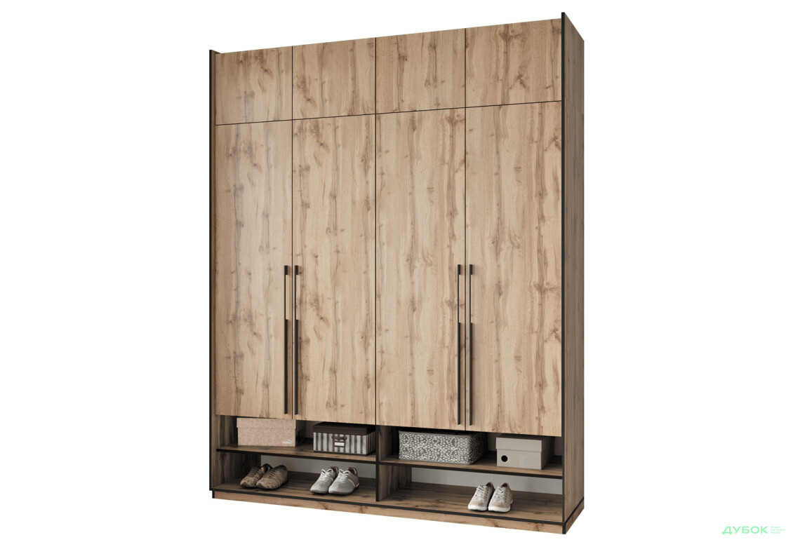 Шкаф Moreli Ramo / Рамо R-0010 4-дверный со штангой справа, полками и антресолью 196,8 см, дуб аппалачи - Изображение 1 Изображение 1 - Шкаф Moreli Ramo / Рамо R-0010 4-дверный со штангой справа, полками и антресолью 196,8 см, дуб аппалачи