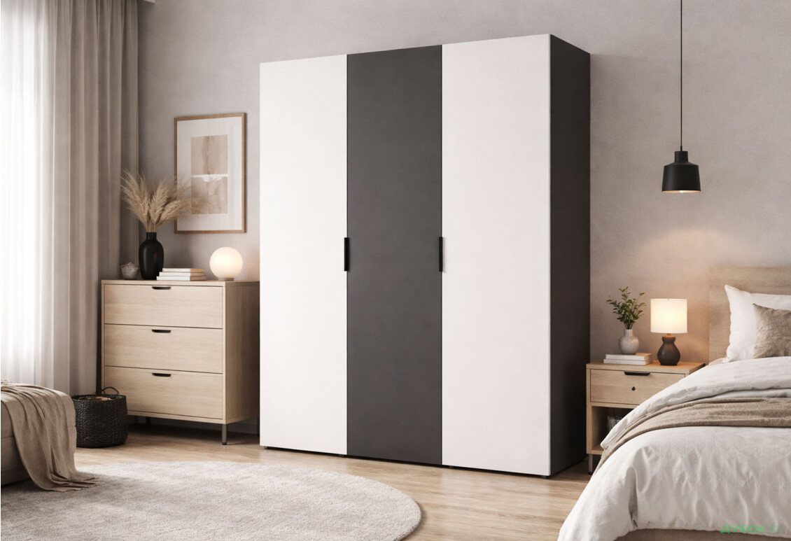 Зображення 2 - Шафа VIP-master Модус з 3 дверима 150 см, антрацит / білий, антрацит