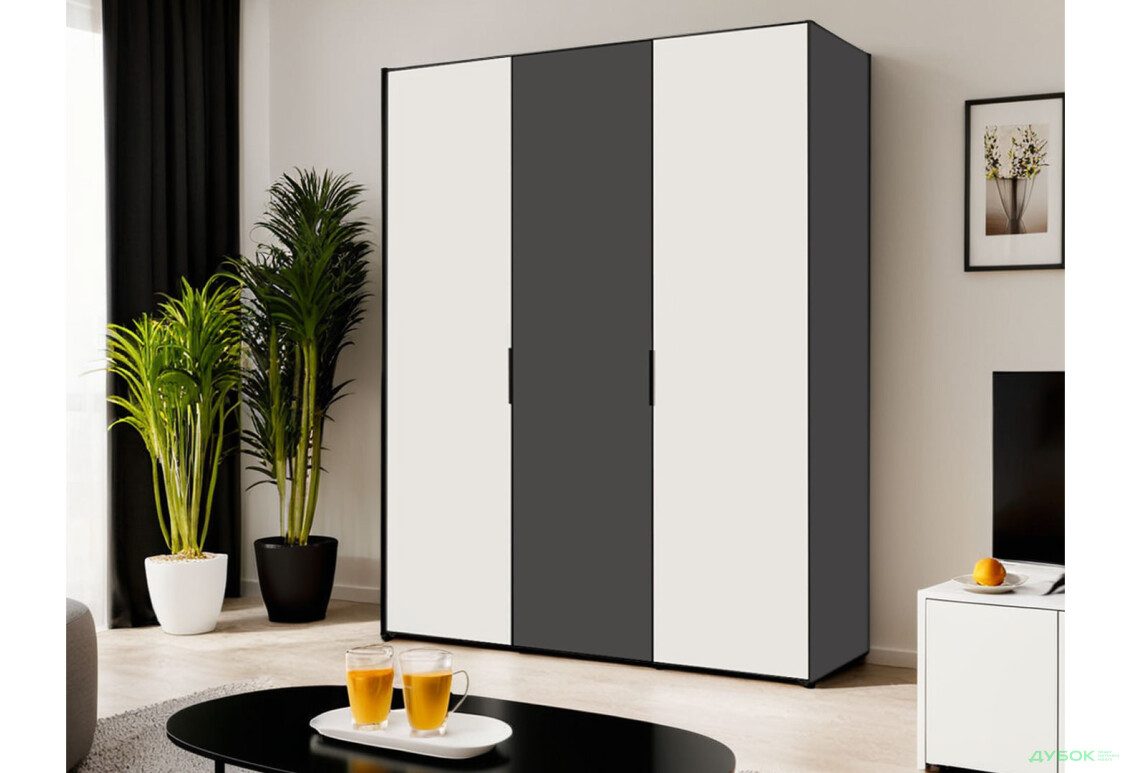 Шафа VIP-master Модус з 3 дверима 150 см, антрацит / білий, антрацит - Зображення 2 Зображення 2 - Шафа VIP-master Модус з 3 дверима 150 см, антрацит / білий, антрацит