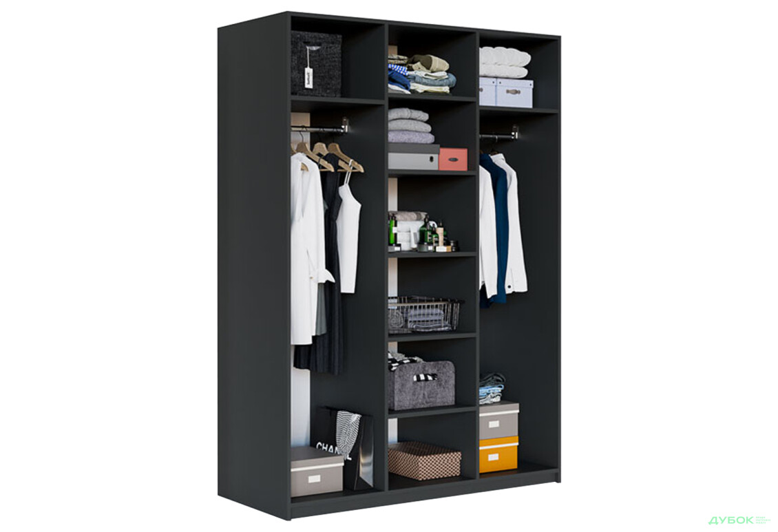 Шкаф Вип-Мастер Модус с 3 дверями 150 см, антрацит / белый - Изображение 3 Изображение 3 - Шкаф Вип-Мастер Модус с 3 дверями 150 см, антрацит / белый