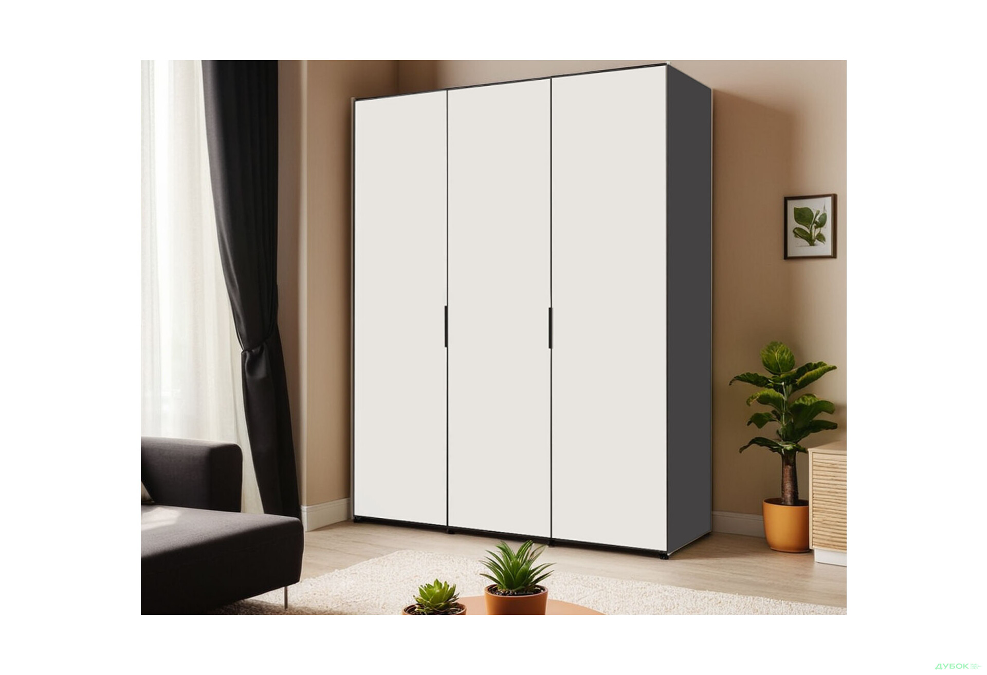 Шкаф Вип-Мастер Модус с 3 дверями 150 см, антрацит / белый - Изображение 2 Изображение 2 - Шкаф Вип-Мастер Модус с 3 дверями 150 см, антрацит / белый
