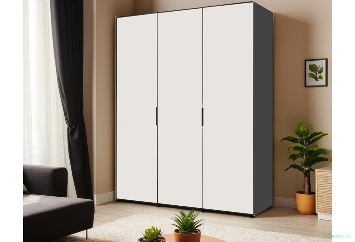 Шкаф Вип-Мастер Модус с 3 дверями 150 см, антрацит / белый - Изображение 2 Изображение 2 - Шкаф Вип-Мастер Модус с 3 дверями 150 см, антрацит / белый