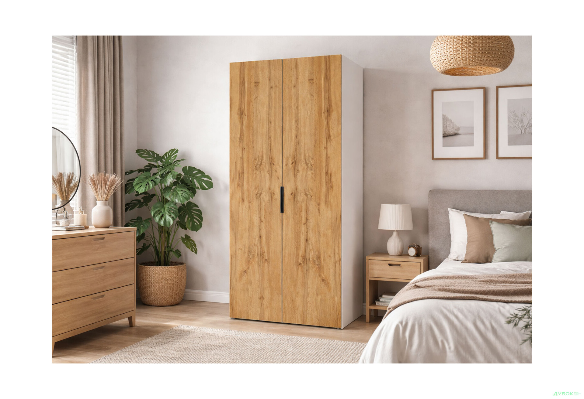 Зображення 2 - Шафа VIP-master Модус з 2 дверима 100 см, білий / дуб аппалачі