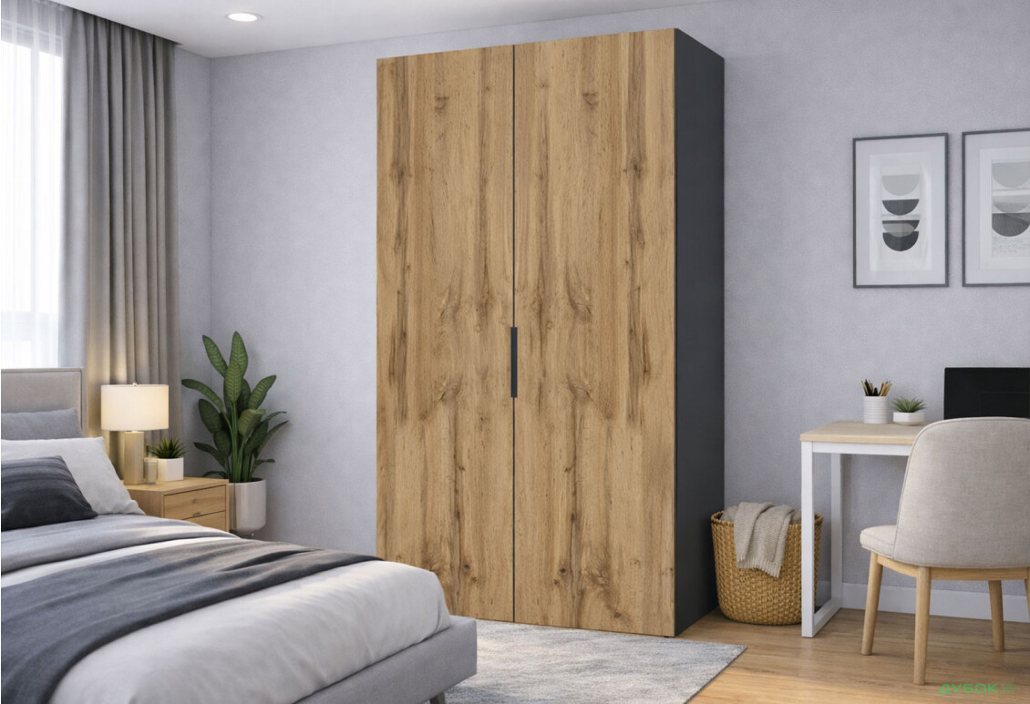 Зображення 2 - Шафа VIP-master Модус з 2 дверима 100 см, антрацит / дуб аппалачі