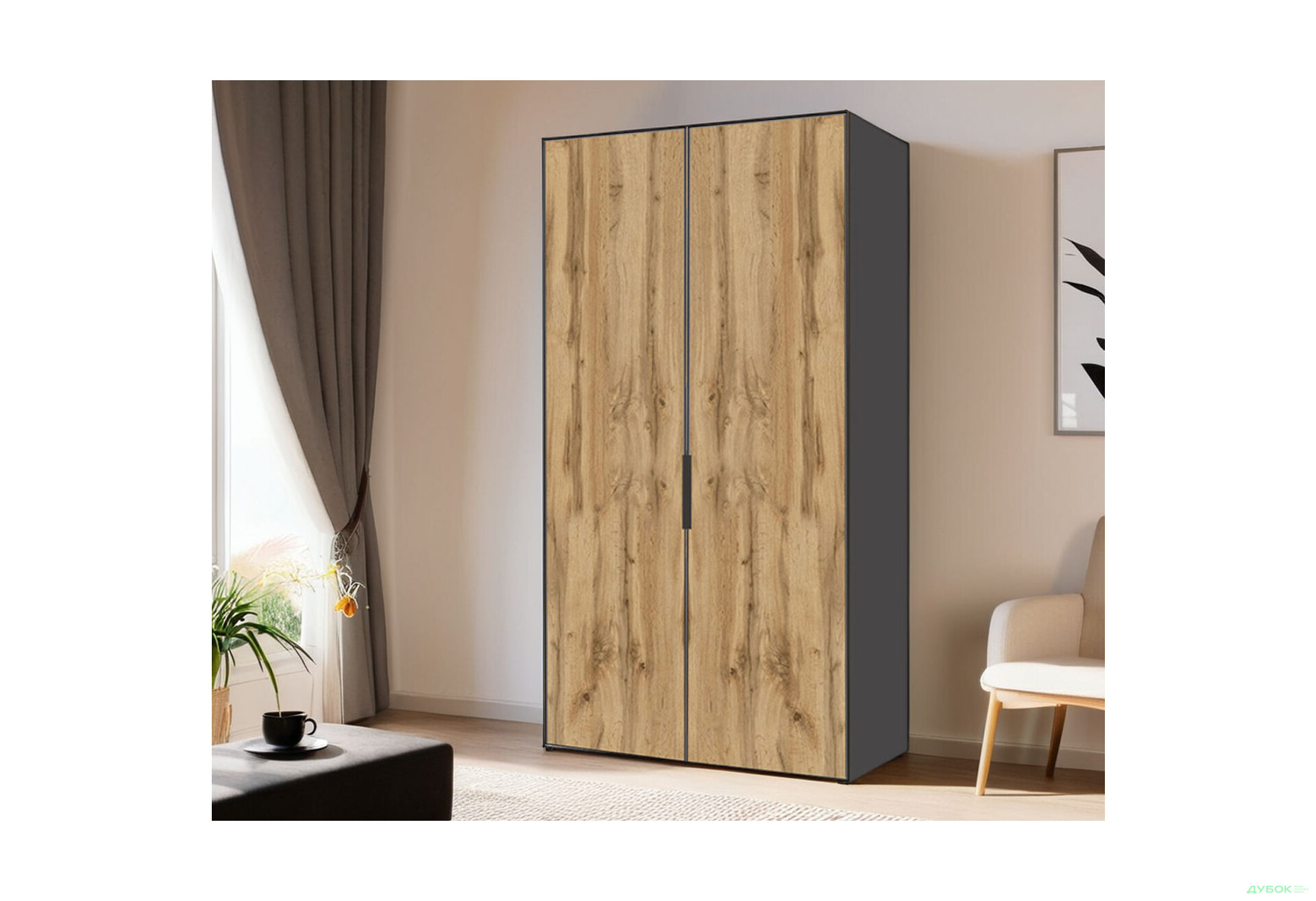 Шафа VIP-master Модус з 2 дверима 100 см, антрацит / дуб аппалачі - Зображення 2 Зображення 2 - Шафа VIP-master Модус з 2 дверима 100 см, антрацит / дуб аппалачі