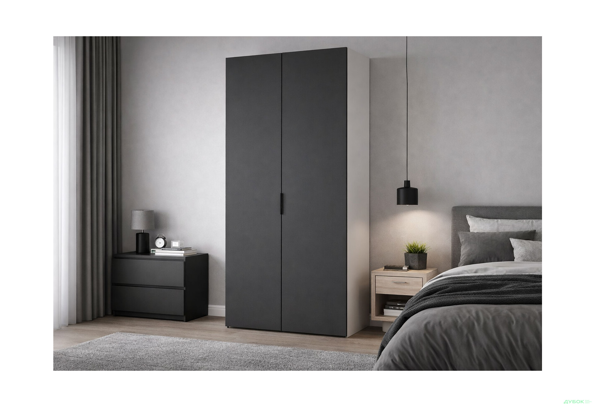 Зображення 2 - Шафа VIP-master Модус з 2 дверима 100 см, білий / антрацит