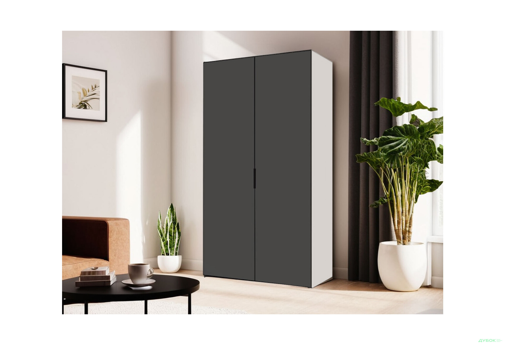 Шафа VIP-master Модус з 2 дверима 100 см, білий / антрацит - Зображення 2 Зображення 2 - Шафа VIP-master Модус з 2 дверима 100 см, білий / антрацит