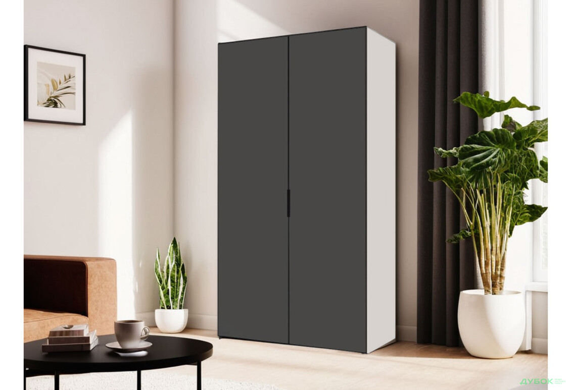 Шафа VIP-master Модус з 2 дверима 100 см, білий / антрацит - Зображення 2 Зображення 2 - Шафа VIP-master Модус з 2 дверима 100 см, білий / антрацит