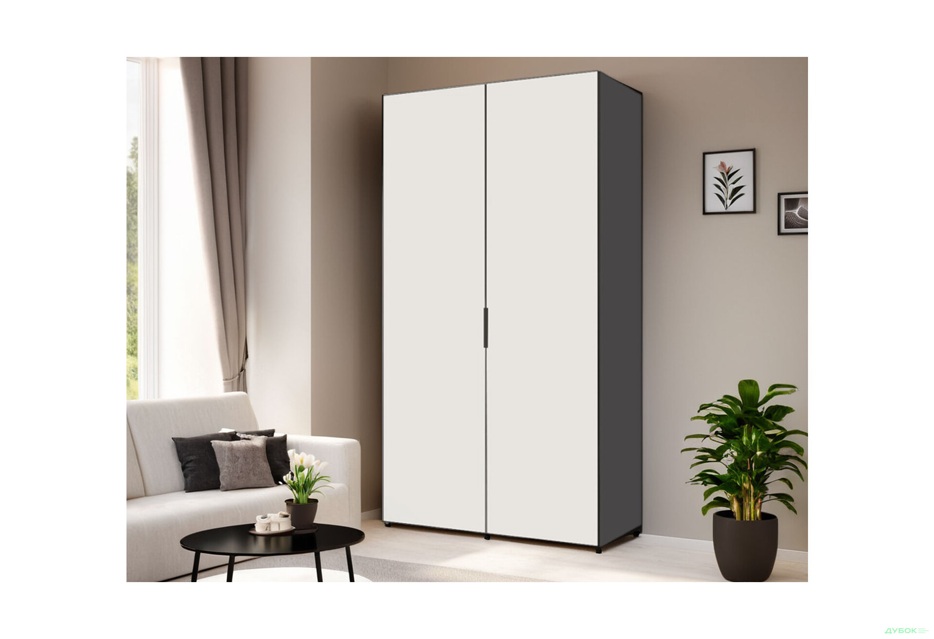 Шафа VIP-master Модус з 2 дверима 100 см, антрацит / білий - Зображення 2 Зображення 2 - Шафа VIP-master Модус з 2 дверима 100 см, антрацит / білий