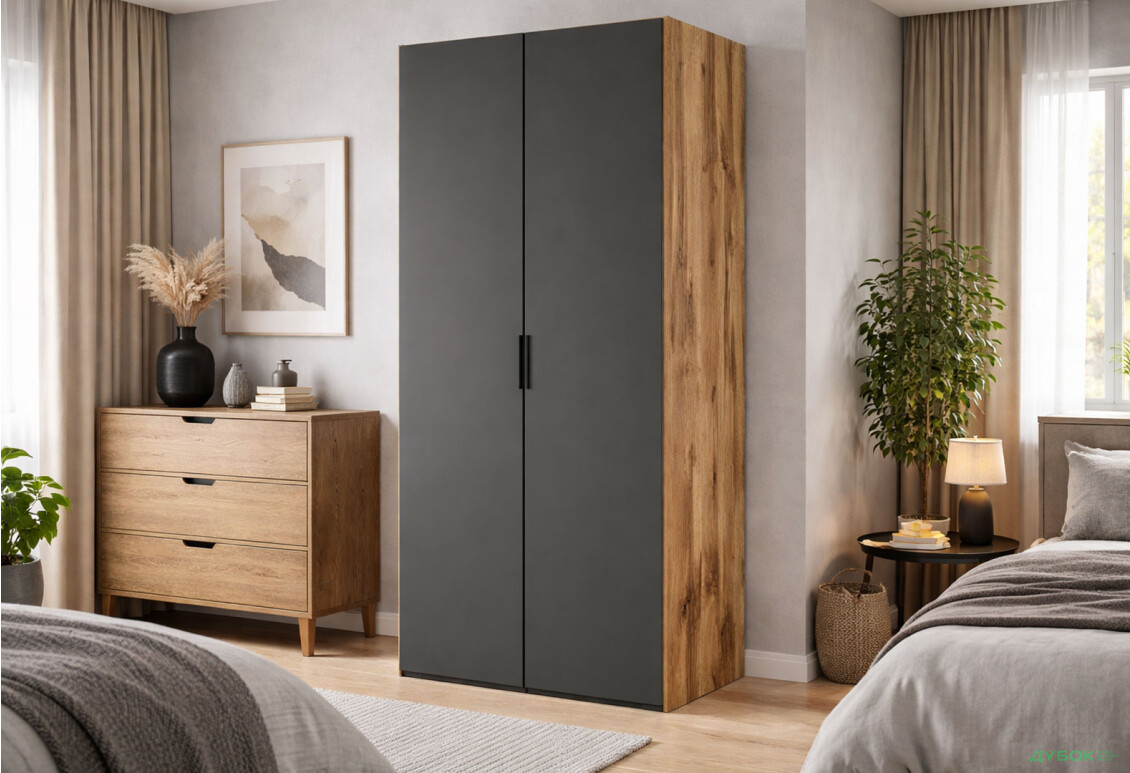 Зображення 2 - Шафа VIP-master Модус з 2 дверима 100 см, дуб аппалачі / антрацит