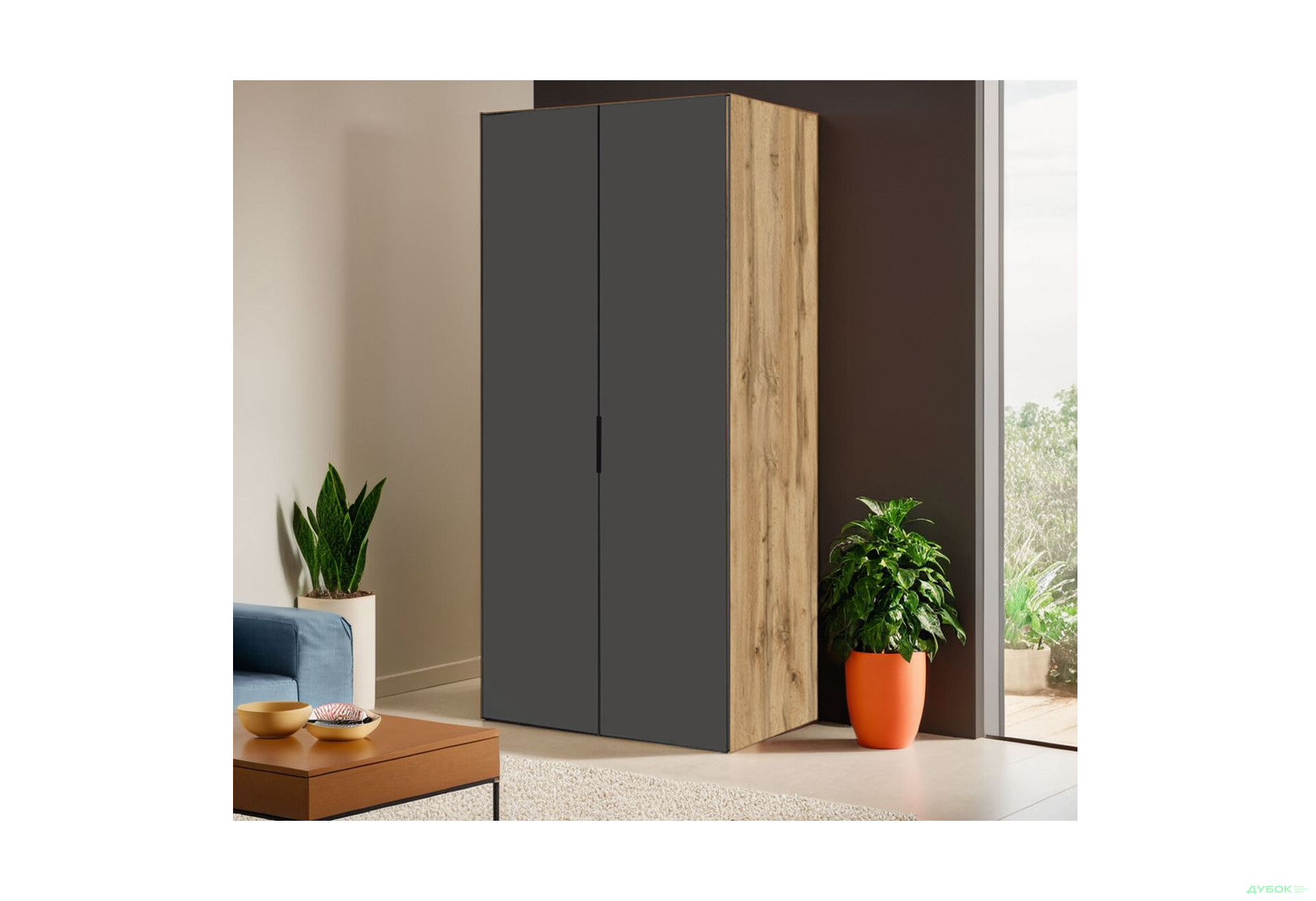 Шафа VIP-master Модус з 2 дверима 100 см, дуб аппалачі / антрацит - Зображення 2 Зображення 2 - Шафа VIP-master Модус з 2 дверима 100 см, дуб аппалачі / антрацит