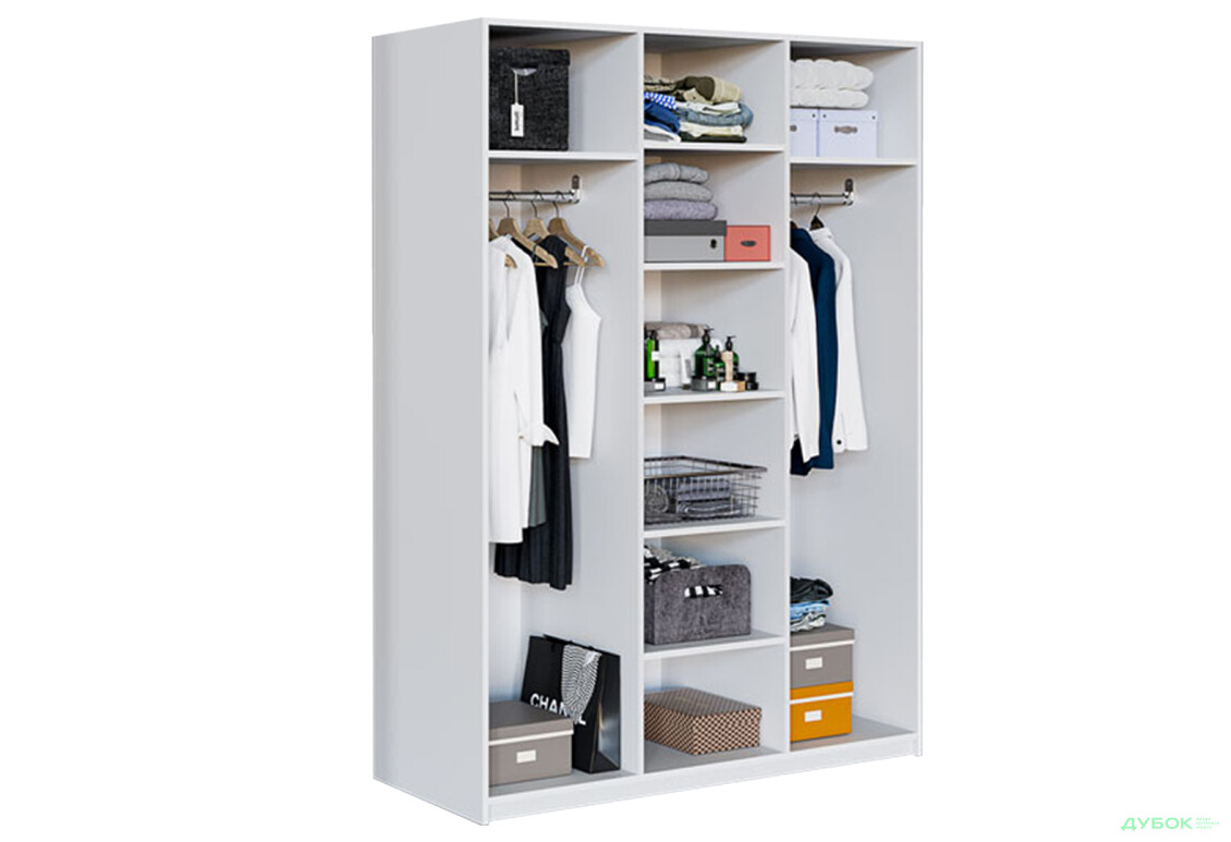 Шкаф Вип-Мастер Модус с зеркалом 150 см, белый - Изображение 2 Изображение 2 - Шкаф Вип-Мастер Модус с зеркалом 150 см, белый