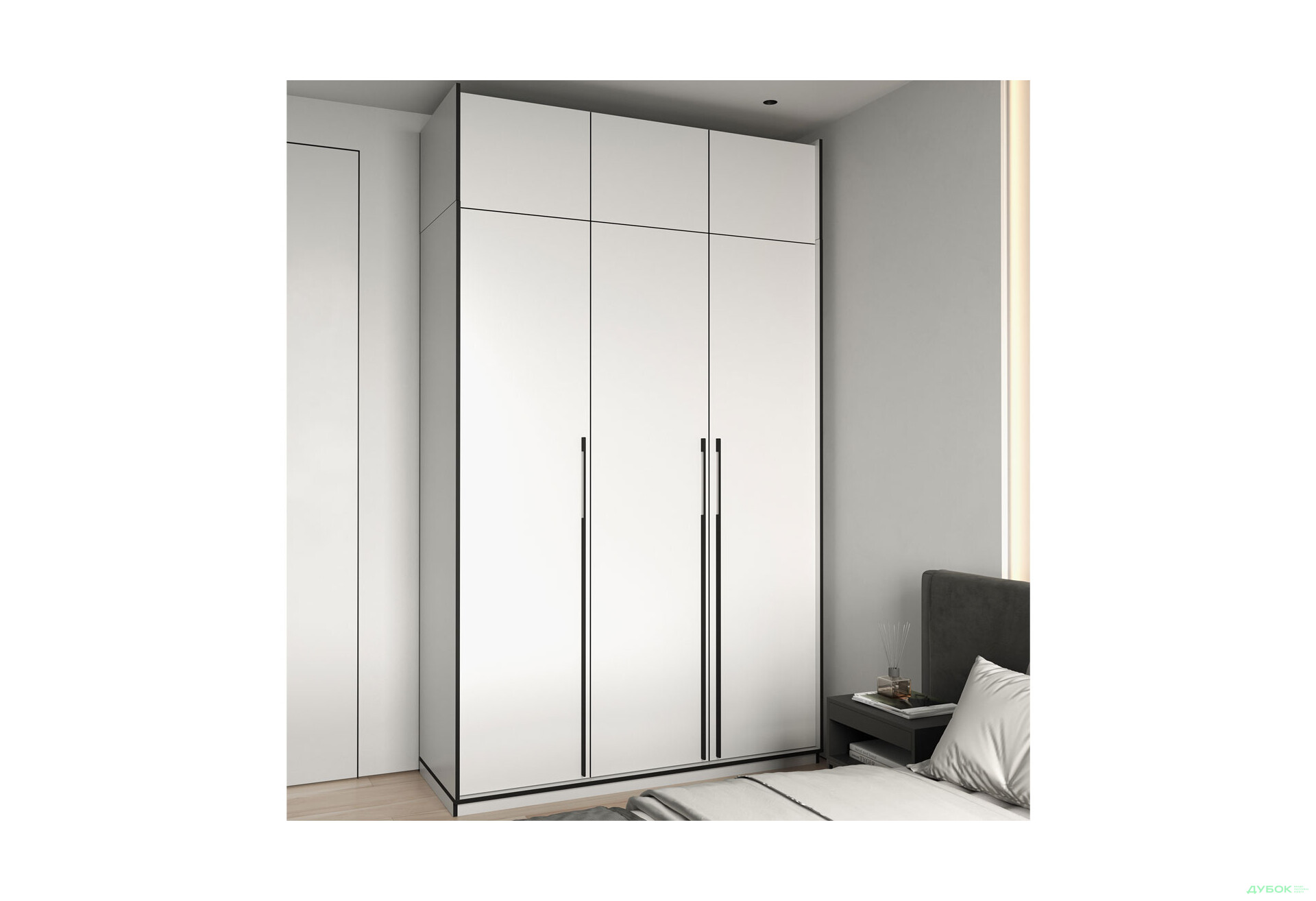 Шкаф Moreli Ramo / Рамо R-0016 3-дверный со штангой, полками и антресолью 148,4 см, белый - Изображение 2 Изображение 2 - Шкаф Moreli Ramo / Рамо R-0016 3-дверный со штангой, полками и антресолью 148,4 см, белый