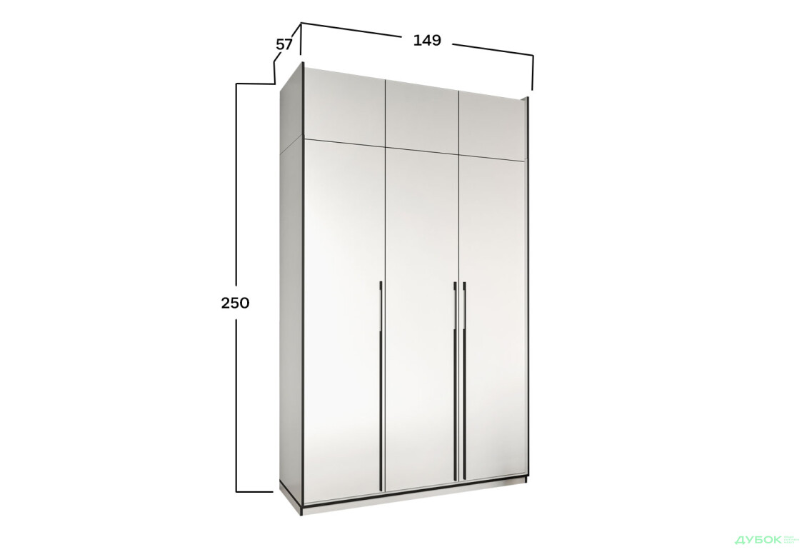 Шафа Moreli Ramo / Рамо R-0016 3-дверна зі штангою, полицями та антресоллю 148,4 см, біла - Зображення 4 Зображення 4 - Шафа Moreli Ramo / Рамо R-0016 3-дверна зі штангою, полицями та антресоллю 148,4 см, біла