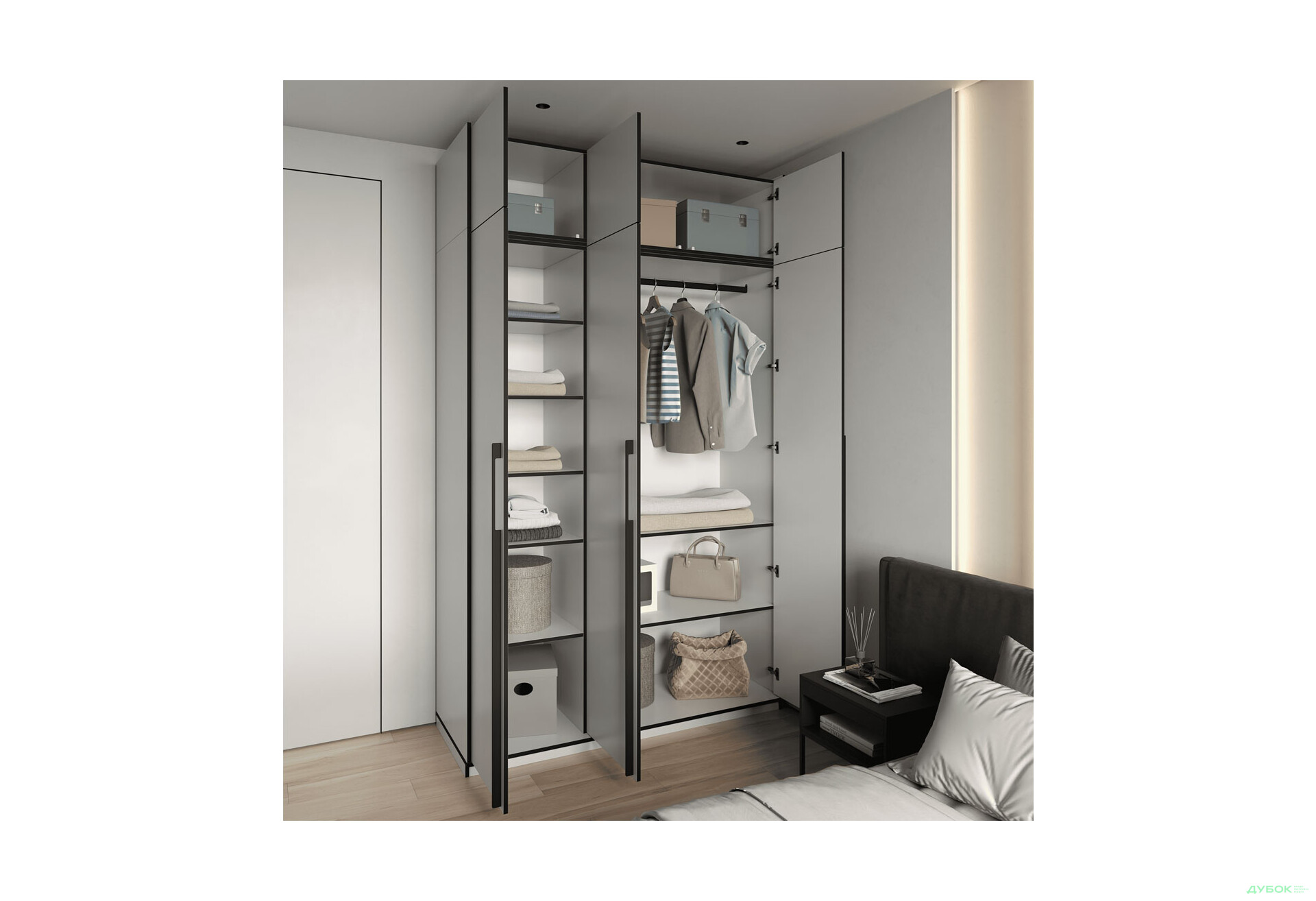 Шкаф Moreli Ramo / Рамо R-0016 3-дверный со штангой, полками и антресолью 148,4 см, белый - Изображение 3 Изображение 3 - Шкаф Moreli Ramo / Рамо R-0016 3-дверный со штангой, полками и антресолью 148,4 см, белый