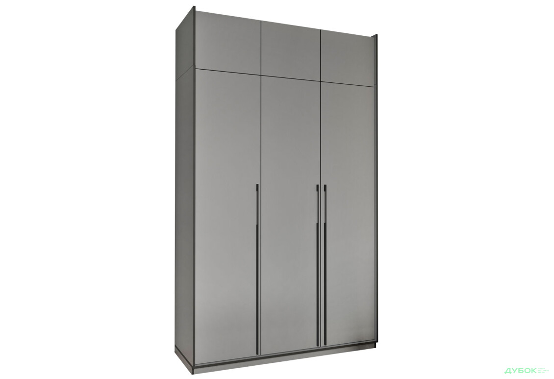 Шафа Moreli Ramo / Рамо R-0016 3-дверна зі штангою, полицями та антресоллю 148,4 см, антрацит
