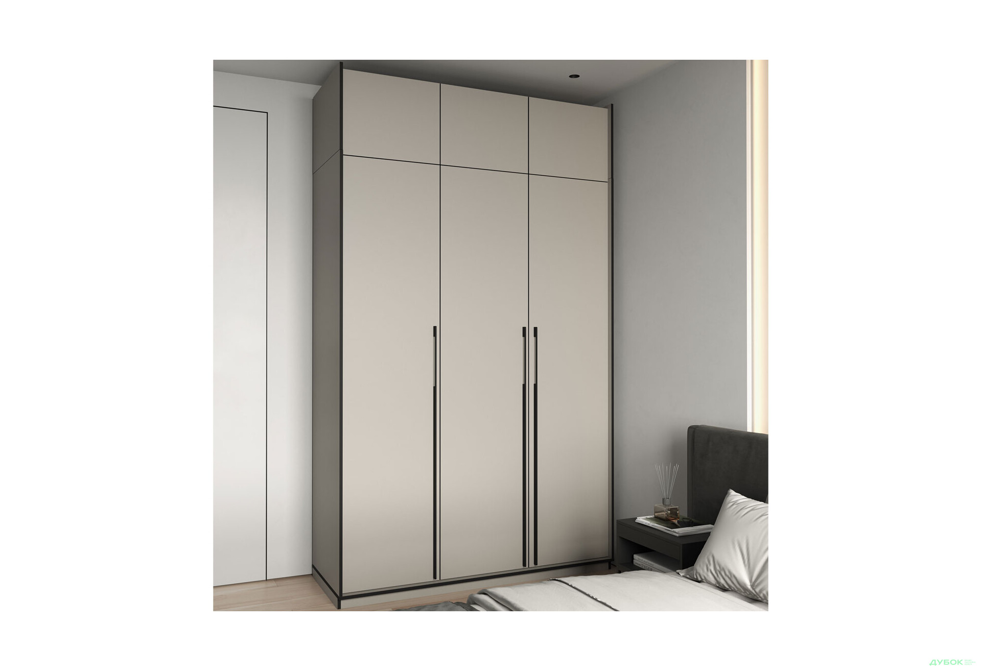 Шкаф Moreli Ramo / Рамо R-0016 3-дверный со штангой, полками и антресолью 148,4 см, кашемир - Изображение 2 Изображение 2 - Шкаф Moreli Ramo / Рамо R-0016 3-дверный со штангой, полками и антресолью 148,4 см, кашемир