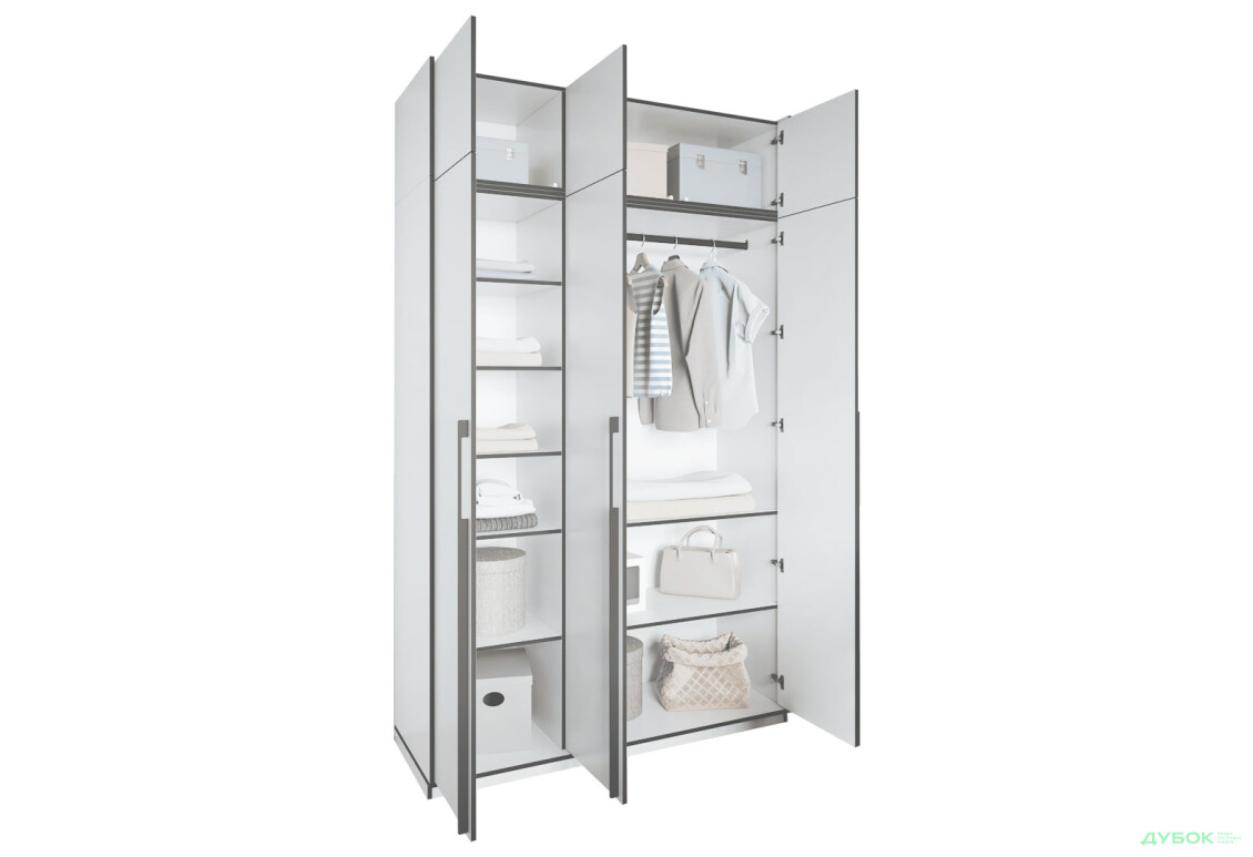 Шкаф Moreli Ramo / Рамо R-0016 3-дверный со штангой, полками и антресолью 148,4 см, кашемир - Изображение 4 Изображение 4 - Шкаф Moreli Ramo / Рамо R-0016 3-дверный со штангой, полками и антресолью 148,4 см, кашемир