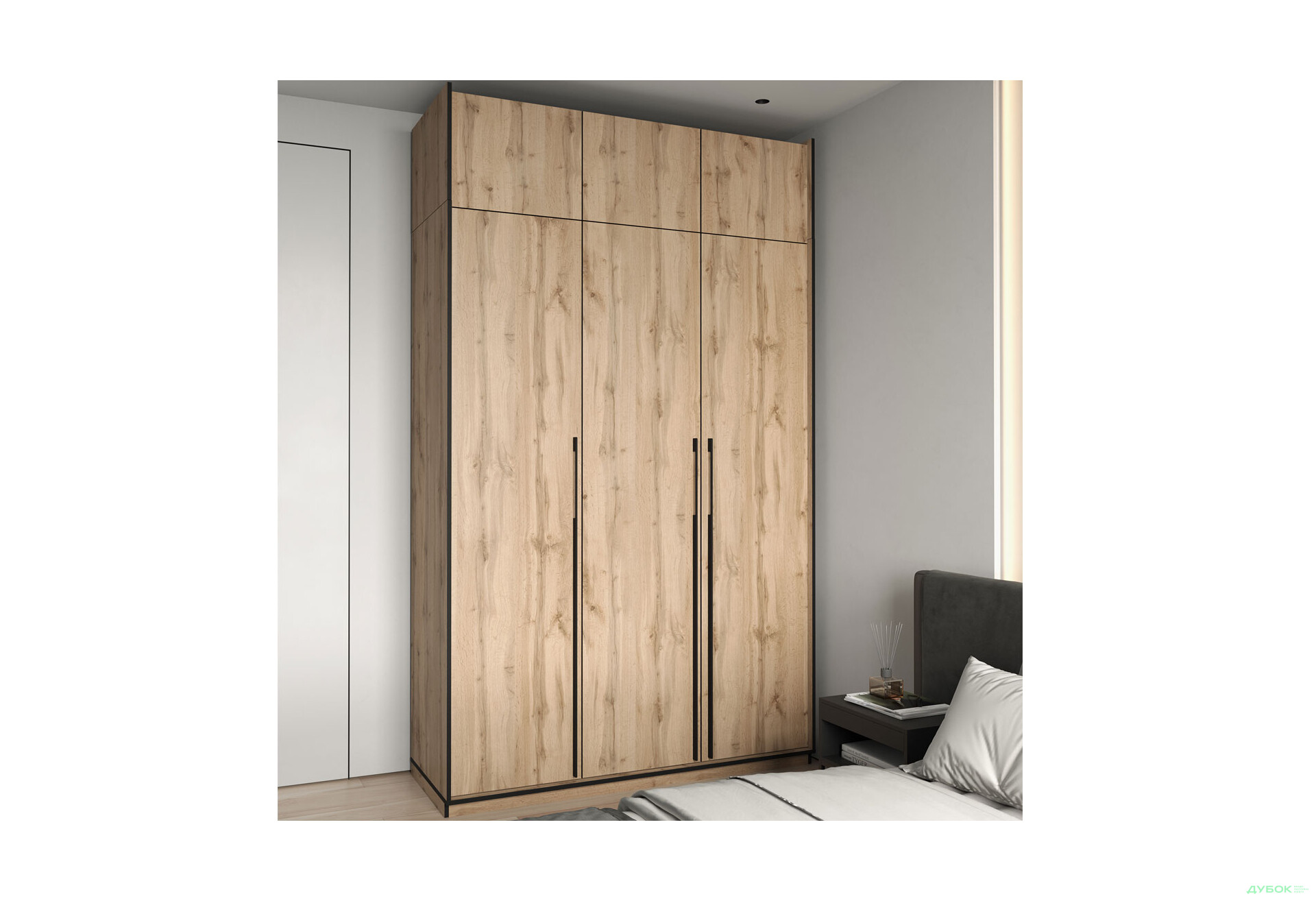 Шкаф Moreli Ramo / Рамо R-0016 3-дверный со штангой, полками и антресолью 148,4 см, дуб аппалачи - Изображение 2 Изображение 2 - Шкаф Moreli Ramo / Рамо R-0016 3-дверный со штангой, полками и антресолью 148,4 см, дуб аппалачи