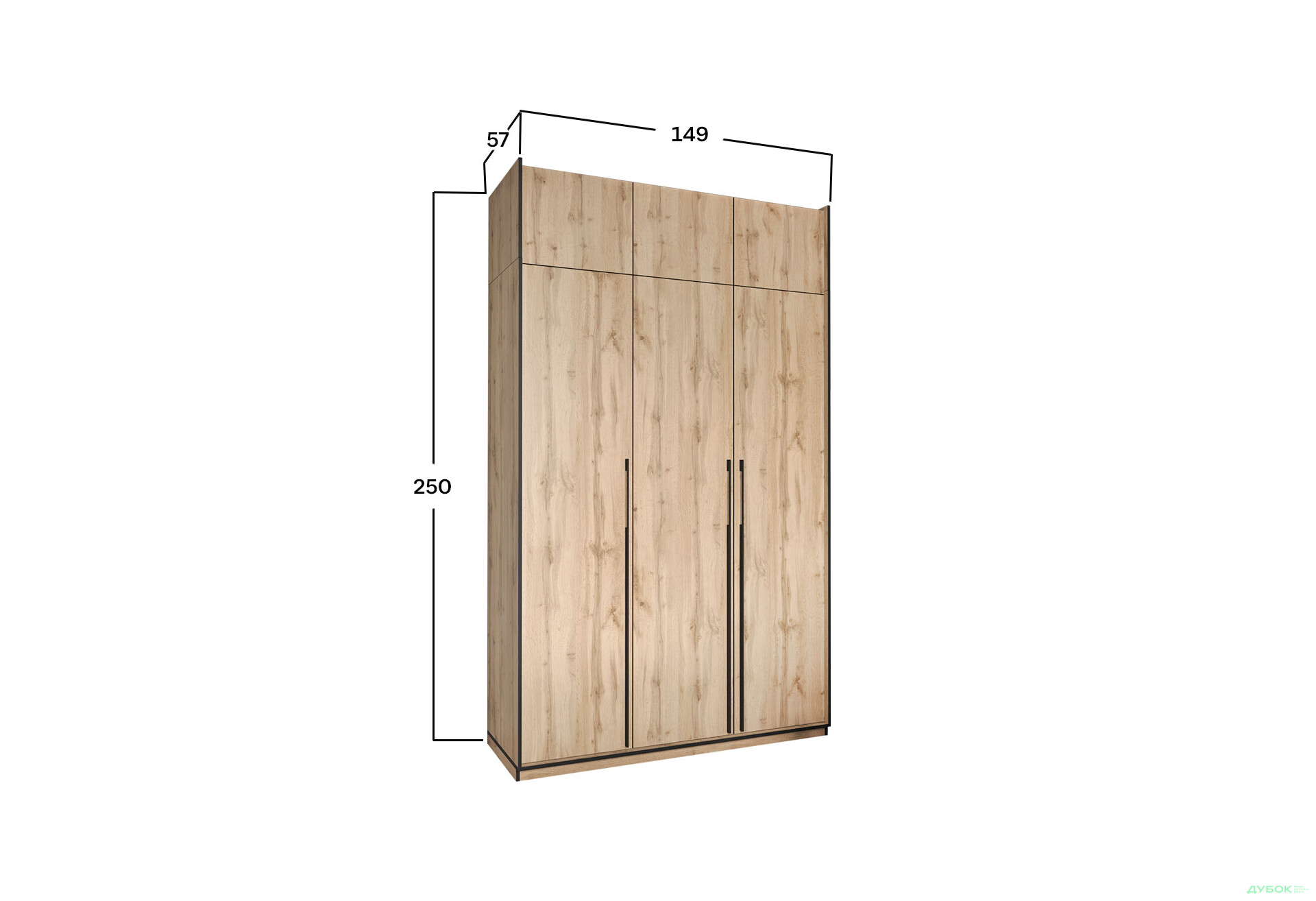 Изображение 3 - Шкаф Moreli Ramo / Рамо R-0016 3-дверный со штангой, полками и антресолью 148,4 см, дуб аппалачи