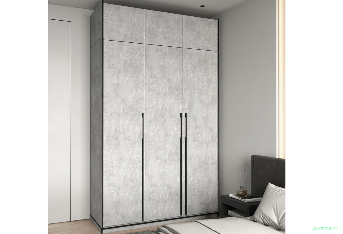 Шафа Moreli Ramo / Рамо R-0016 3-дверна зі штангою, полицями та антресоллю 148,4 см, бетон - Зображення 2 Зображення 2 - Шафа Moreli Ramo / Рамо R-0016 3-дверна зі штангою, полицями та антресоллю 148,4 см, бетон