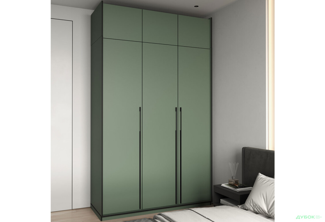 Шафа Moreli Ramo / Рамо R-0016 3-дверна зі штангою, полицями та антресоллю 148,4 см, зелений димчастий - Зображення 2 Зображення 2 - Шафа Moreli Ramo / Рамо R-0016 3-дверна зі штангою, полицями та антресоллю 148,4 см, зелений димчастий