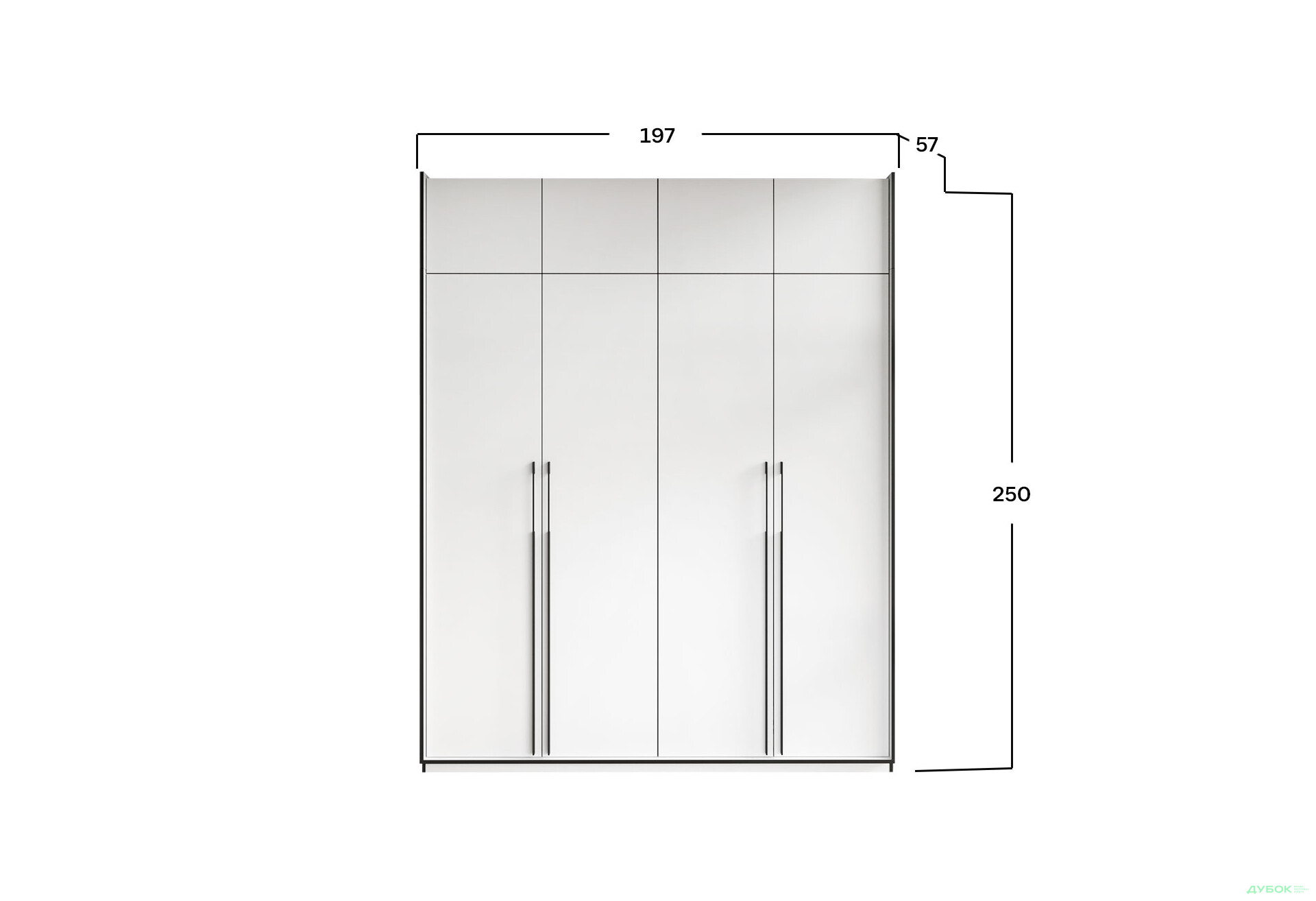 Шкаф Moreli Ramo / Рамо R-0017 4-дверный с полками и антресолью 196,8 см, белый - Изображение 4 Изображение 4 - Шкаф Moreli Ramo / Рамо R-0017 4-дверный с полками и антресолью 196,8 см, белый