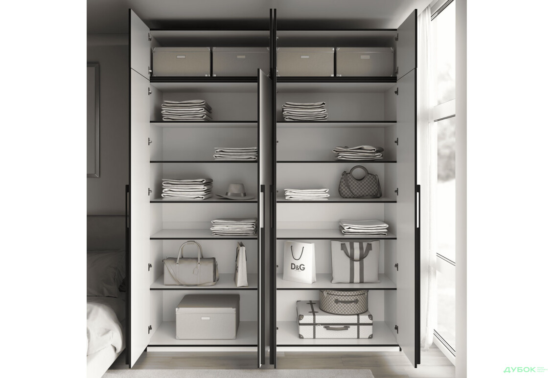 Шкаф Moreli Ramo / Рамо R-0017 4-дверный с полками и антресолью 196,8 см, белый - Изображение 3 Изображение 3 - Шкаф Moreli Ramo / Рамо R-0017 4-дверный с полками и антресолью 196,8 см, белый