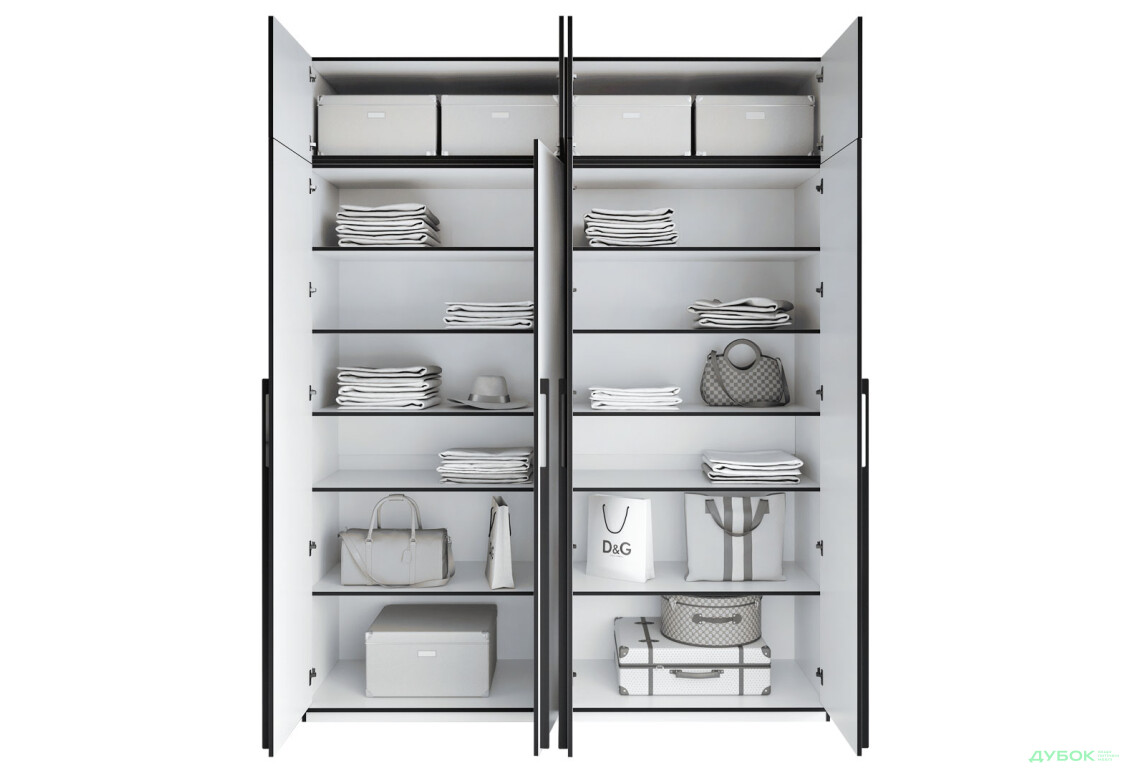 Шкаф Moreli Ramo / Рамо R-0017 4-дверный с полками и антресолью 196,8 см, белый - Изображение 5 Изображение 5 - Шкаф Moreli Ramo / Рамо R-0017 4-дверный с полками и антресолью 196,8 см, белый